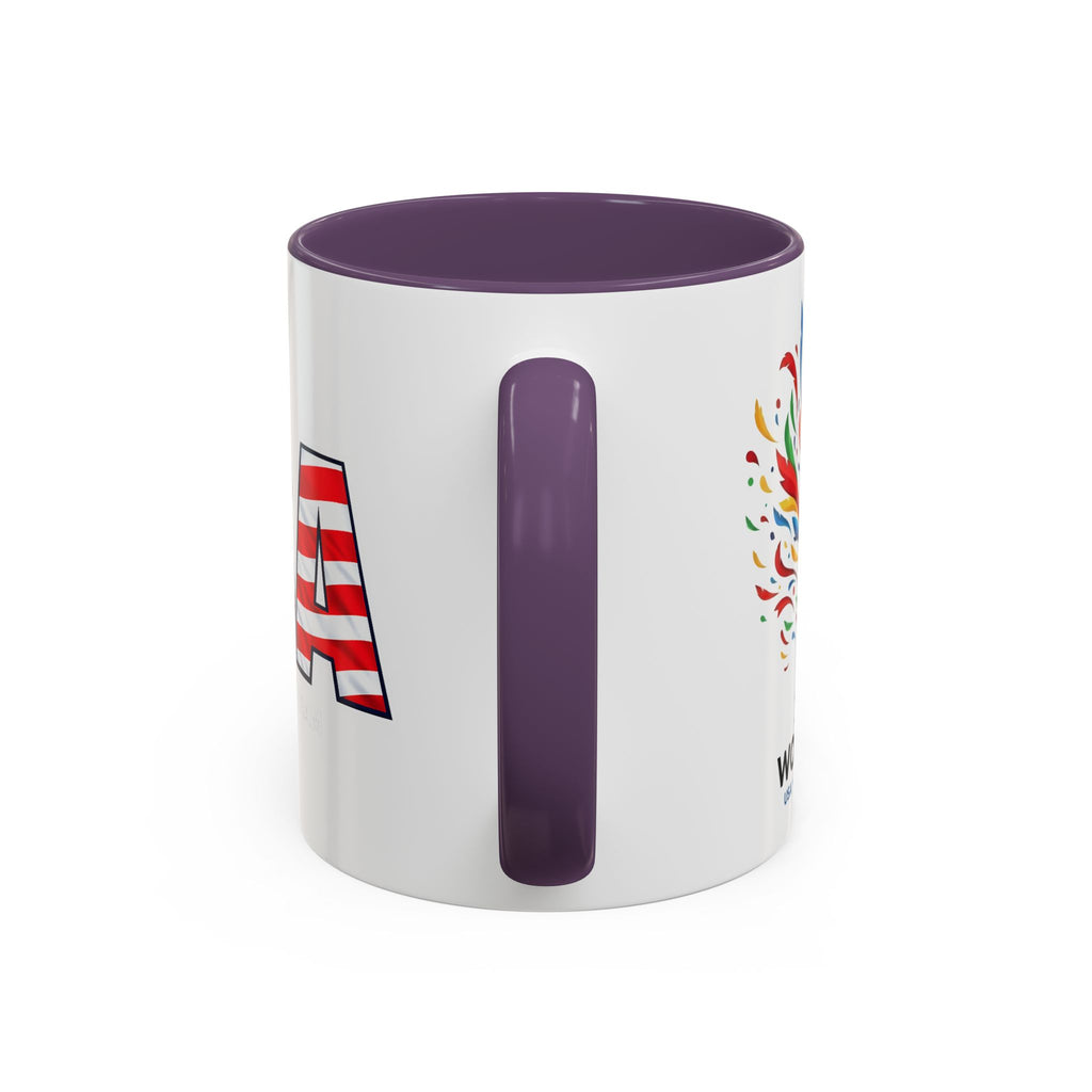 USA Flag Text Accent Coffee Mug | Patriotic American Stars Stripes Mug, Soccer World Cup 2026, Gifts for Dad