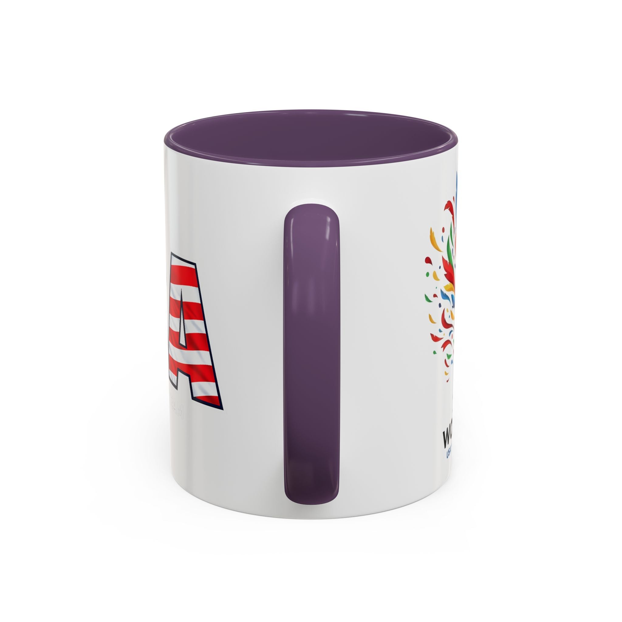 USA Flag Text Accent Coffee Mug | Patriotic American Stars Stripes Mug, Soccer World Cup 2026, Gifts for Dad