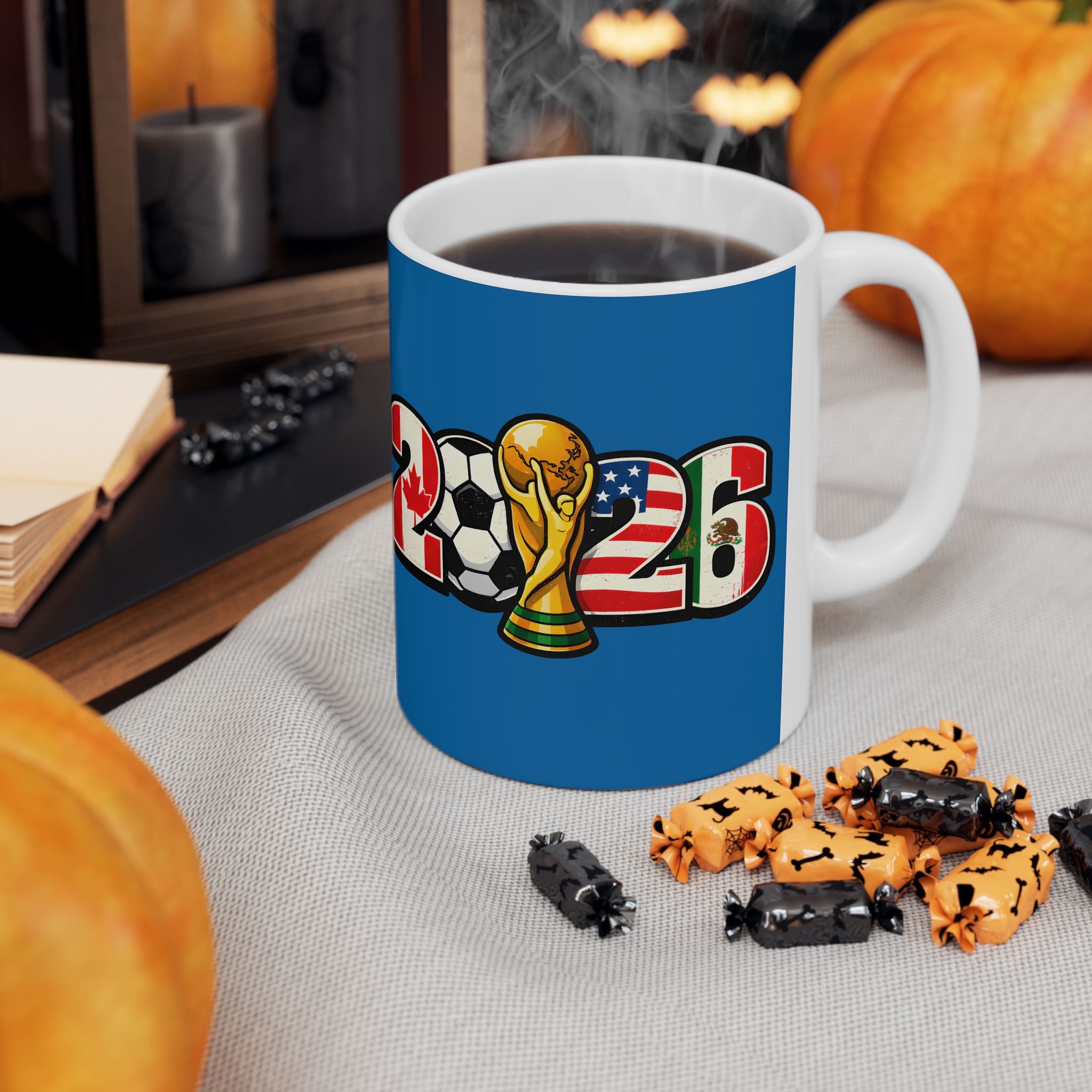 Scotland World Cup 2026 Mug, Blue Ceramic Cup, Scotland Flag, Soccer Fan Gift