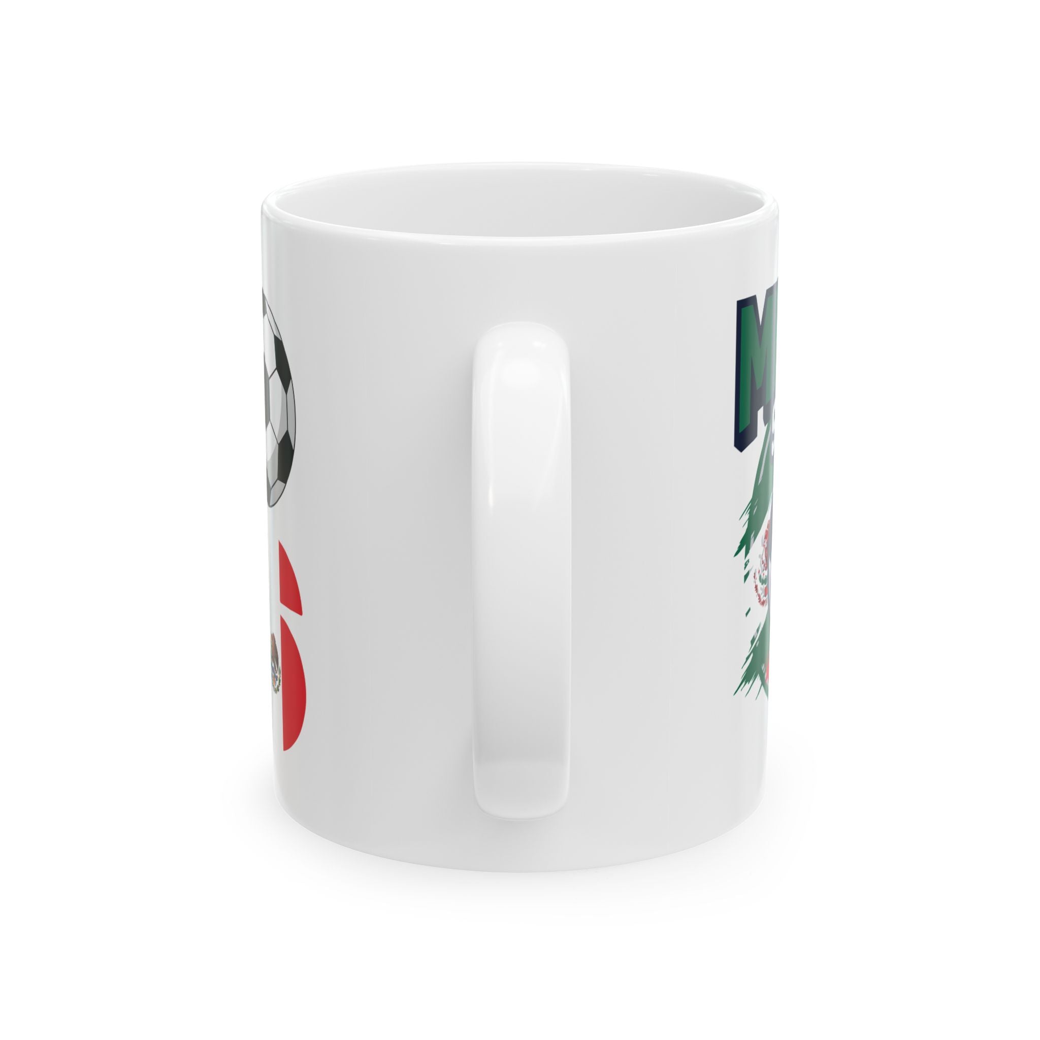 Mexico Soccer Crest Mug | Soccer Ball, Flag Graphics, World Cup 2026 Coffee Mugs, Mexico Flag