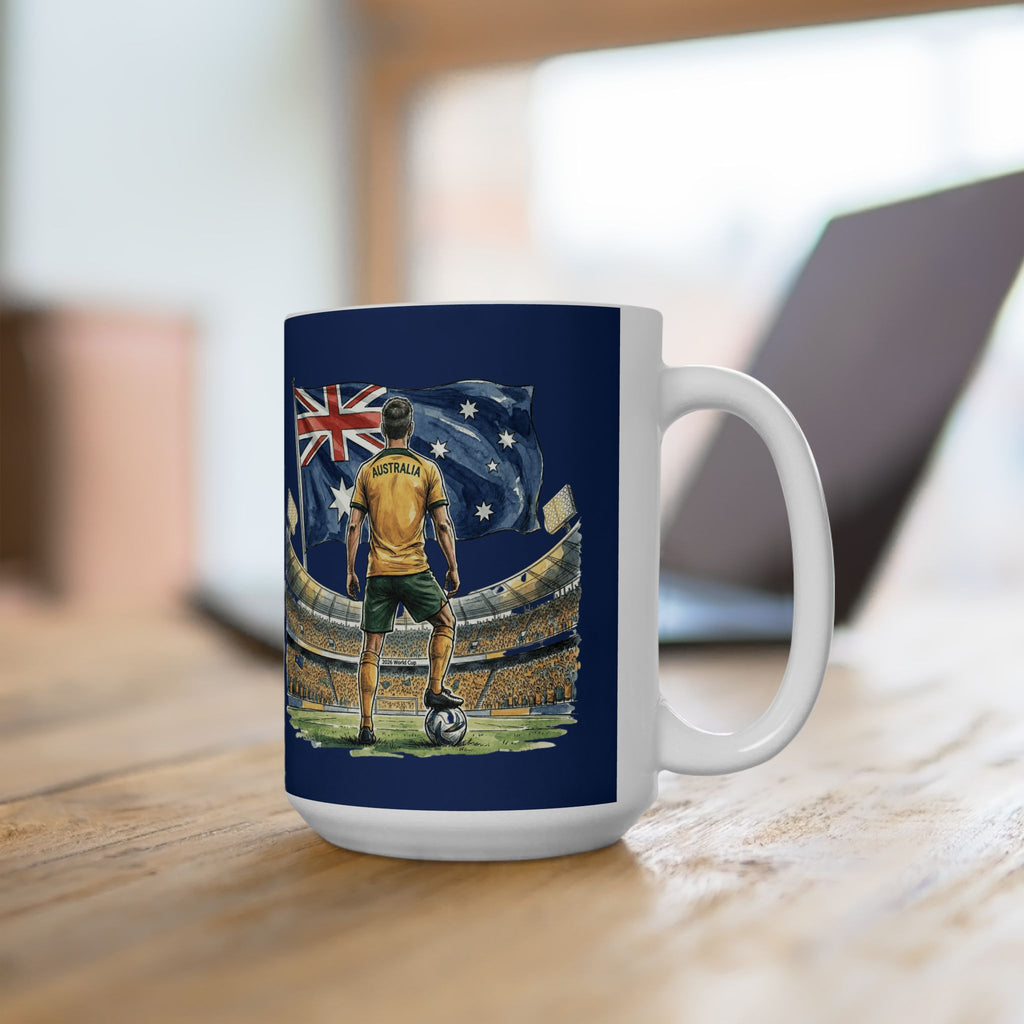 Australian Cricket Stadium Illustration Mug,  Flag & Crowd Ceramic Mug, World Cup 2026