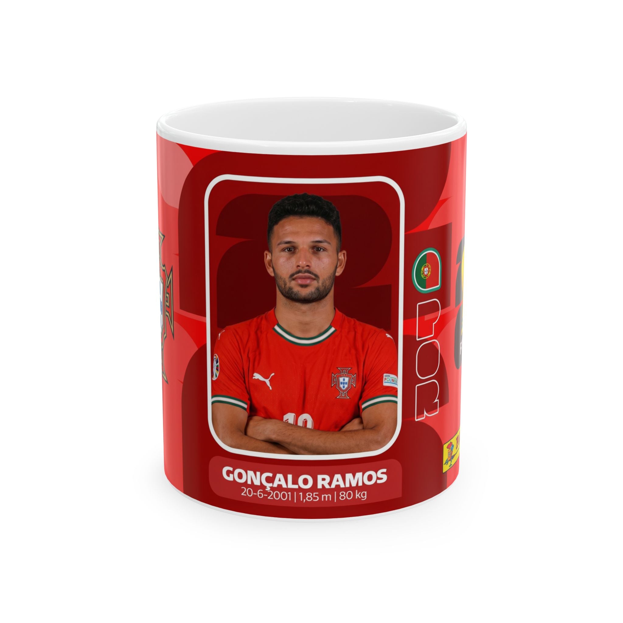 Portugal Soccer Player Goncalo Ramos Ceramic Mug (11oz, 15oz), World Cup 2026 Mugs