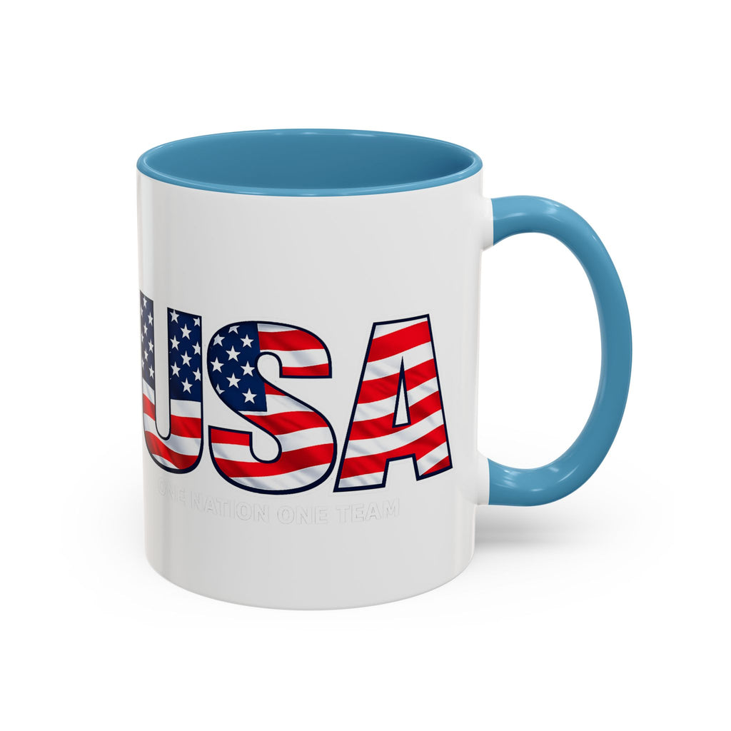 USA Flag Text Accent Coffee Mug | Patriotic American Stars Stripes Mug, Soccer World Cup 2026, Gifts for Dad