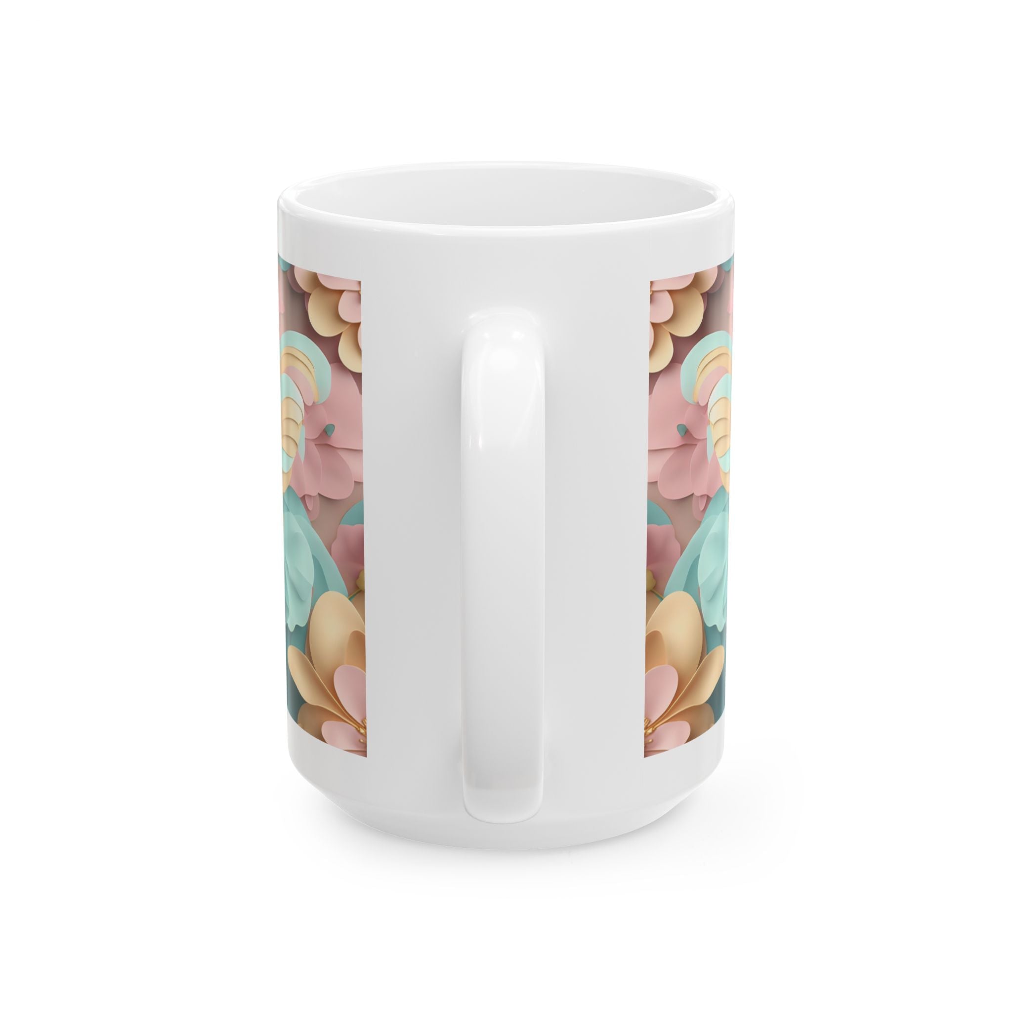 Pastel 3D Floral Pattern Mug | Ceramic Coffee Cup, Mother's Day Sale
