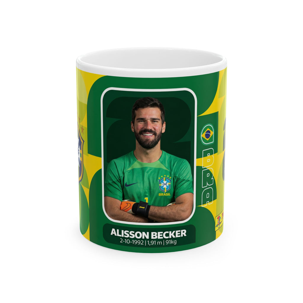 Brazil Soccer Player Alisson Becker Ceramic Mug – Coffee Cup 11oz/15oz, World Cup 2026 Mugs