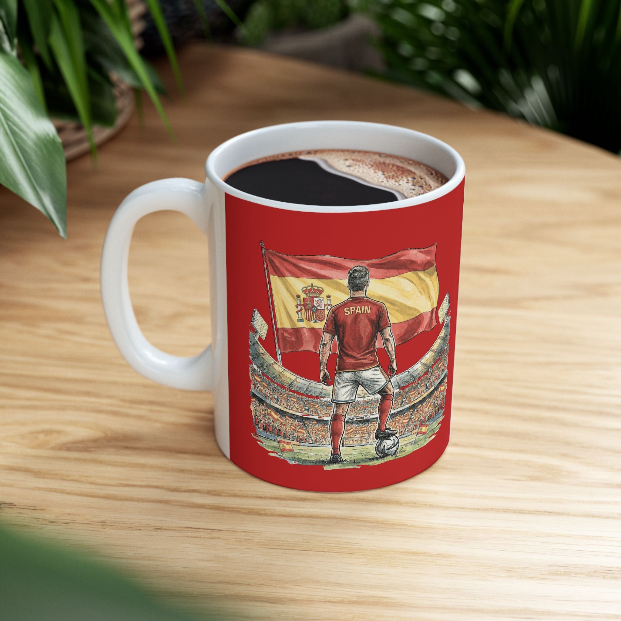 Spain World Cup 2026 Mug, Red Ceramic Coffee Cup, Spain Flag, Soccer Fan Gift