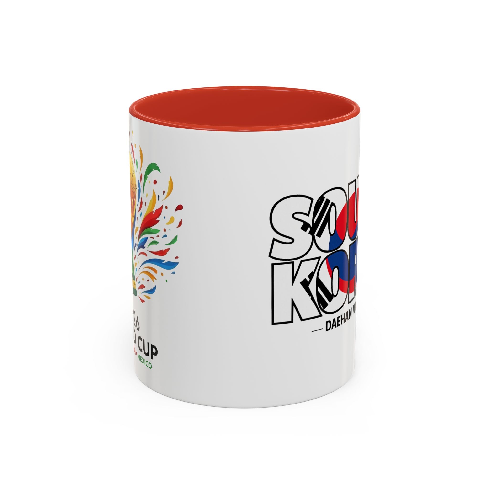 South Korea flag text Accent Coffee Mug | Korean travel souvenir, Soccer World Cup 2026, Gifts for Dad