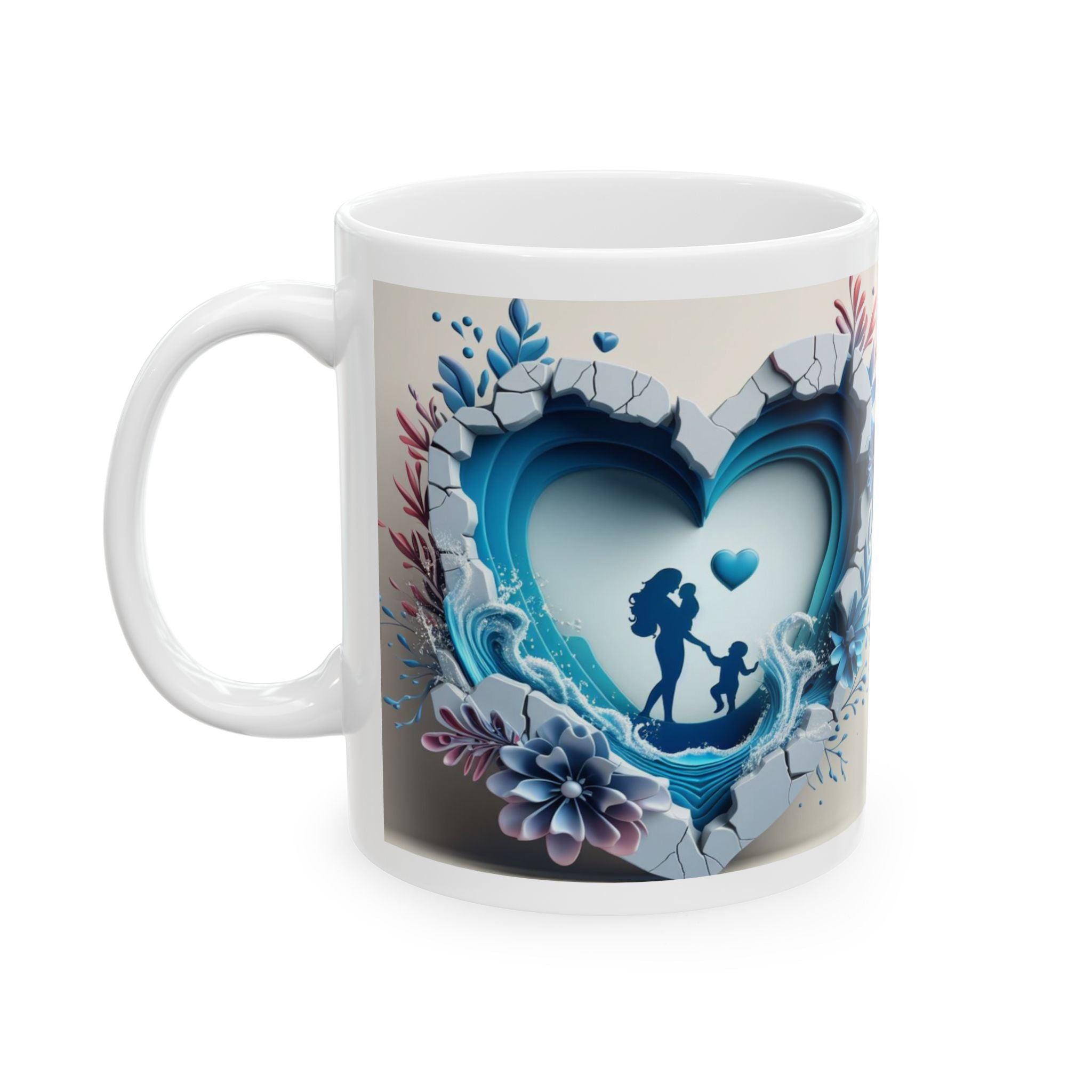 Blue Floral Skull Mug | Ceramic Coffee Cup, Mother's Day Sale