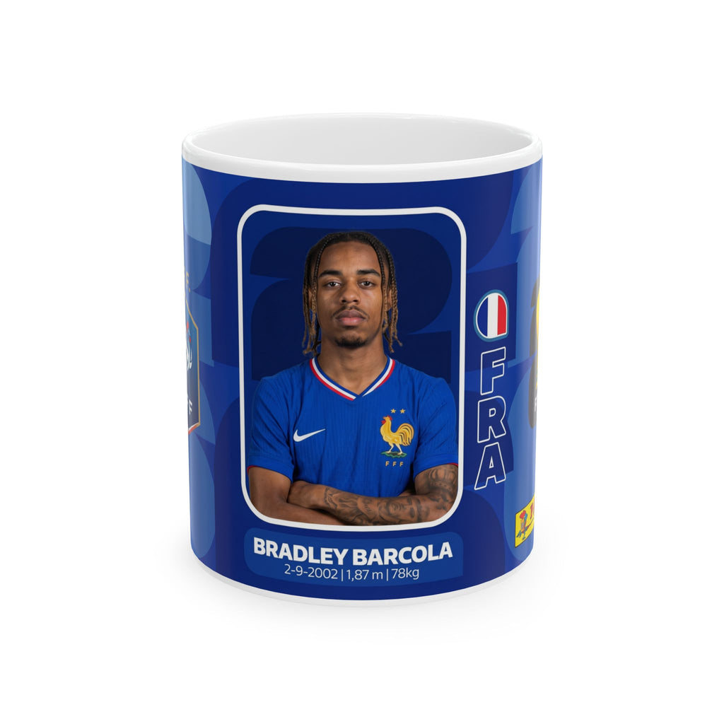 France Bradley Barcola Soccer Player Mug – Ceramic Coffee Cup (11oz/15oz), World Cup 2026 Mugs