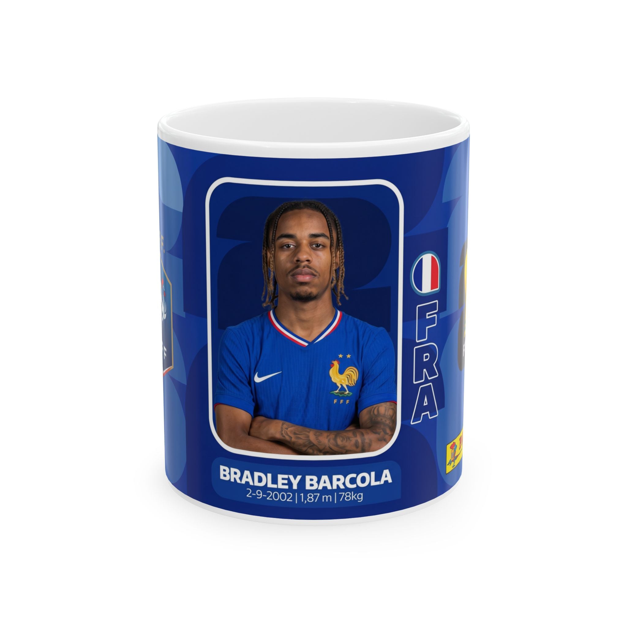 France Bradley Barcola Soccer Player Mug – Ceramic Coffee Cup (11oz/15oz), World Cup 2026 Mugs