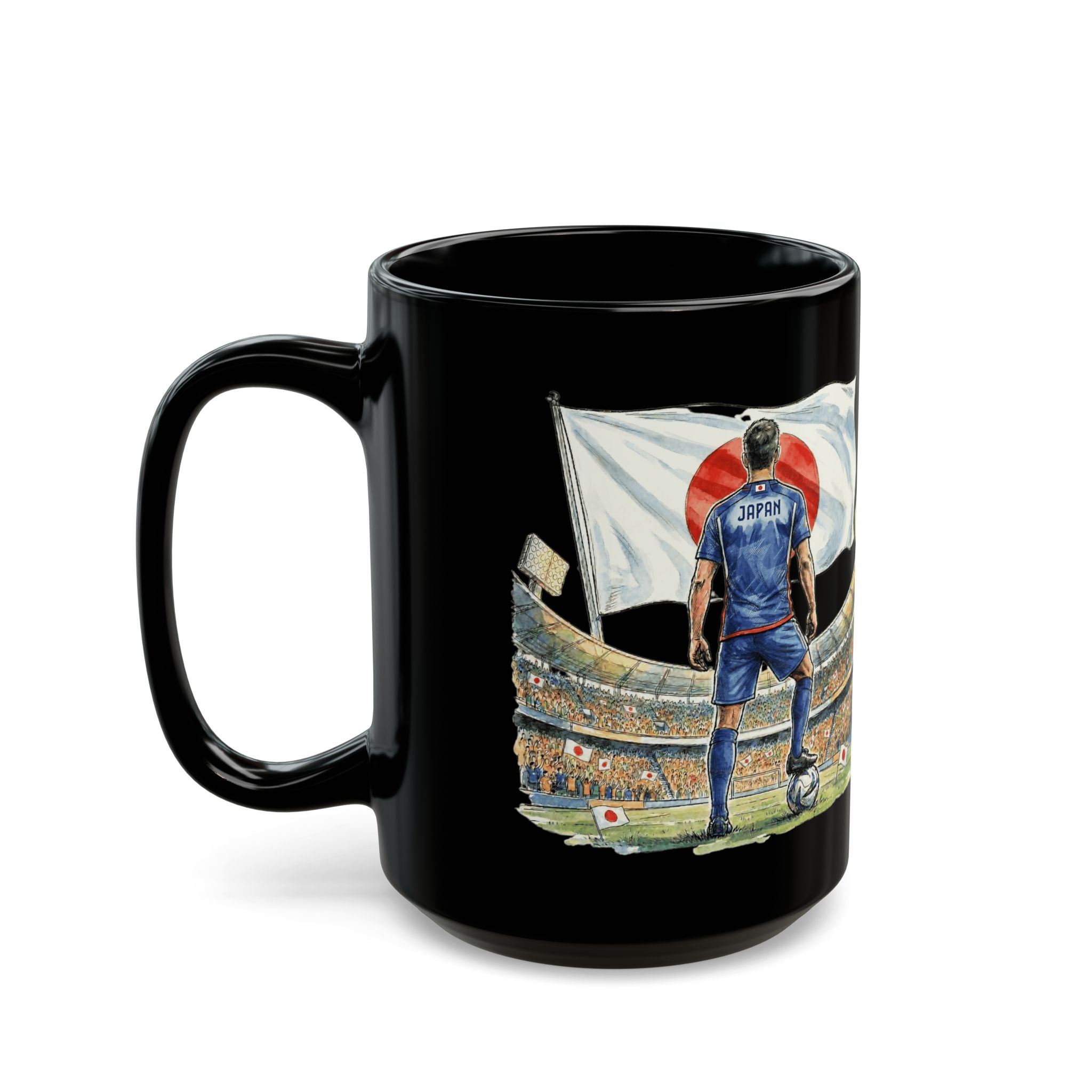 Japan World Cup 2026 Mug, Black Ceramic Coffee Cup, Japan Flag