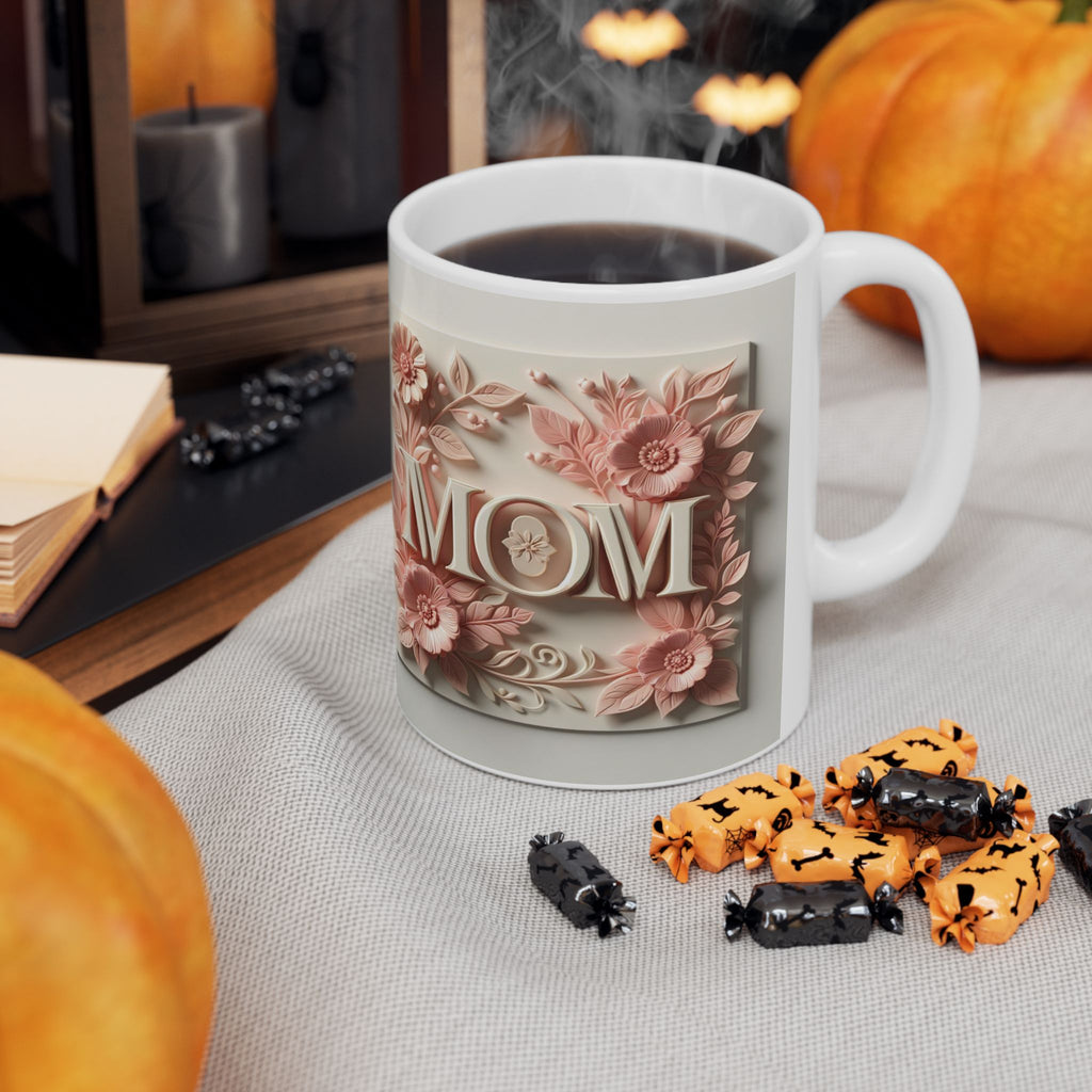 Floral 3D Mom Coffee Cup, Ceramic Mug, Mother's Day Sale