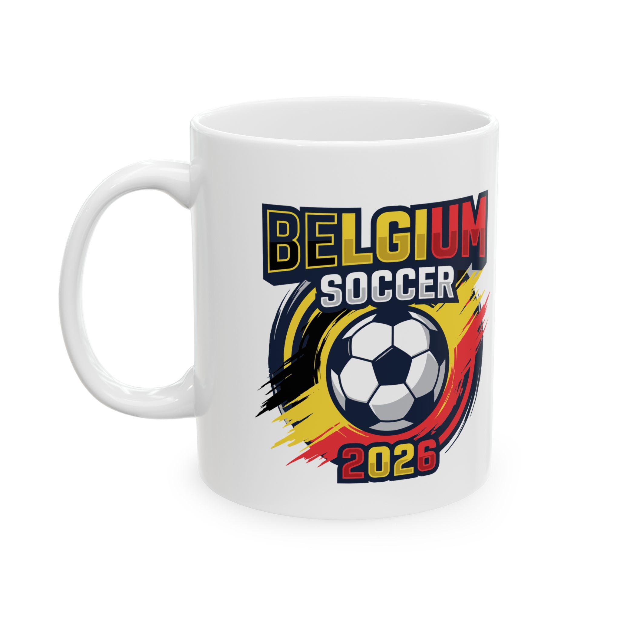 Belgium soccer fan mug, World Cup 2026 ceramic coffee cup, 11oz 15oz sizes