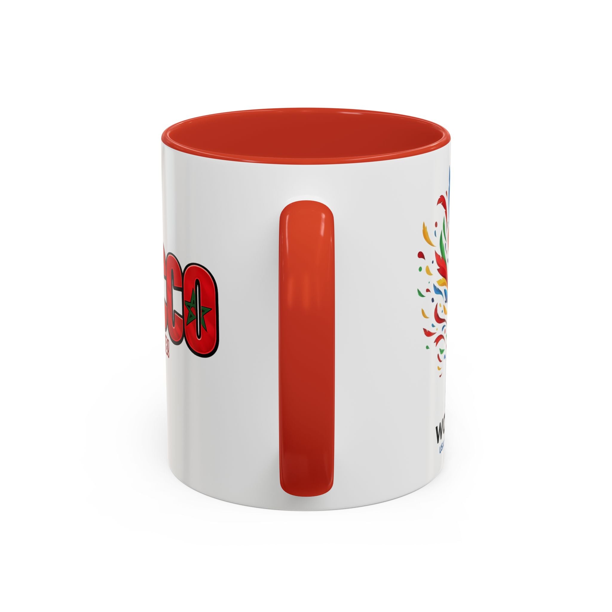 Morocco Flag Text Coffee Mug | Accent Coffee Mug (11, 15oz), World Cup 2026, Gifts for Dad