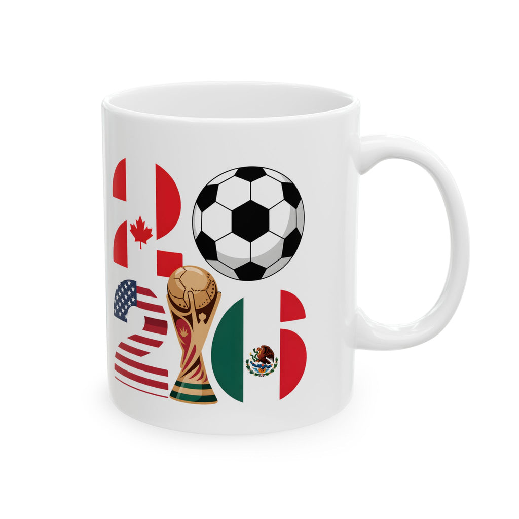Mexico Soccer Crest Mug | Soccer Ball, Flag Graphics, World Cup 2026 Coffee Mugs, Mexico Flag