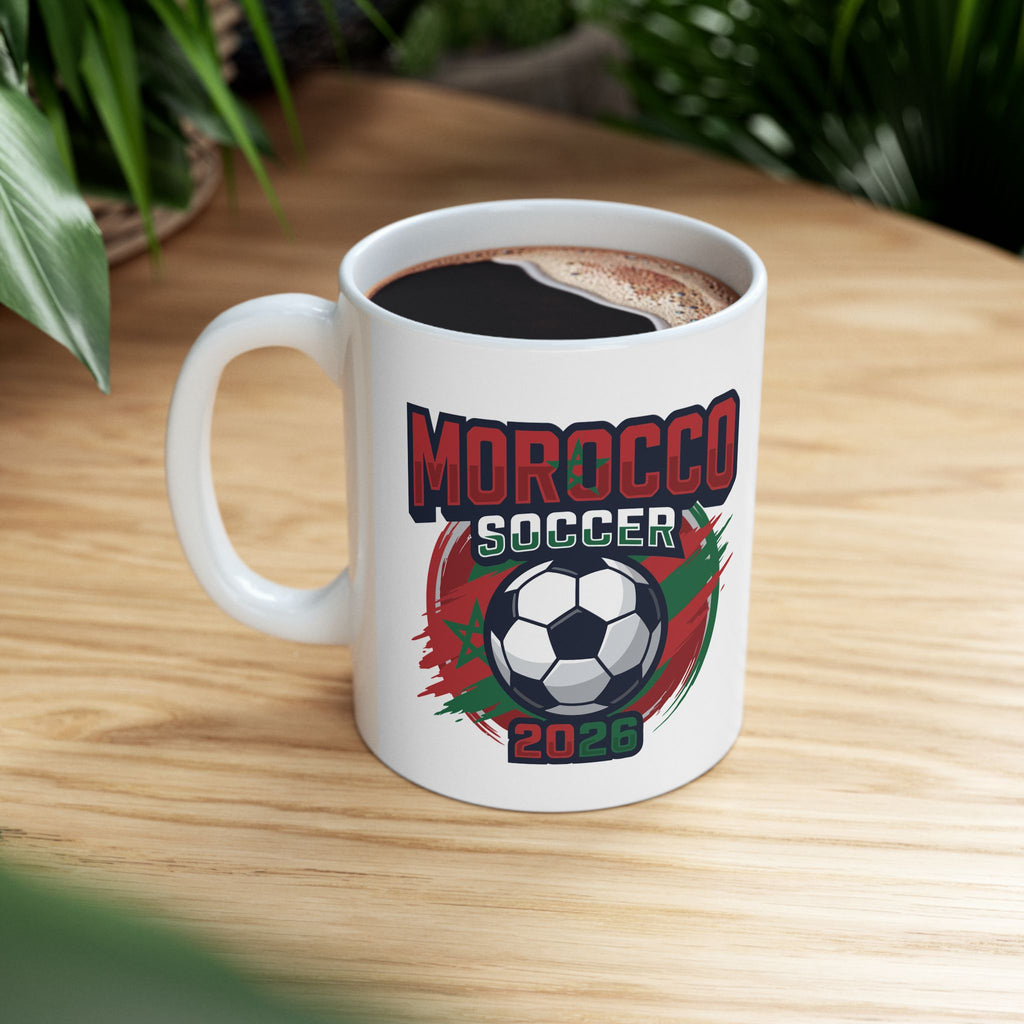 Morocco Soccer Crest Mug | Soccer Ball, World Cup 2026 Coffee Mugs, Morocco Fan ,Gift For Dad