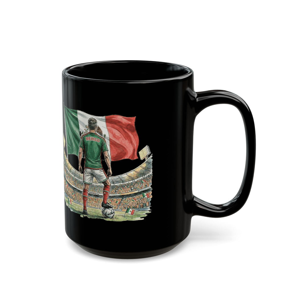 Mexico Soccer Player Mug | Black Ceramic Coffee Cup, World Cup 2026, Gift for Dad