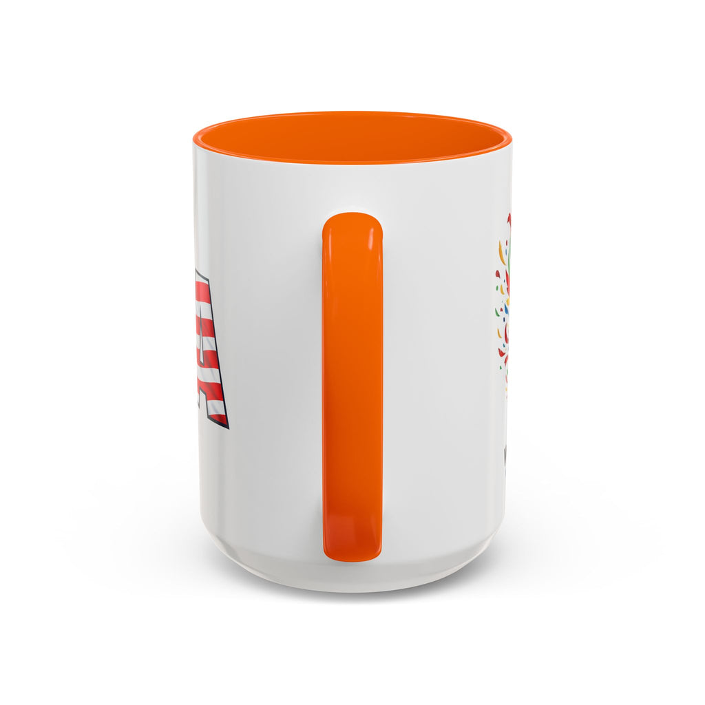 USA Flag Text Accent Coffee Mug | Patriotic American Stars Stripes Mug, Soccer World Cup 2026, Gifts for Dad