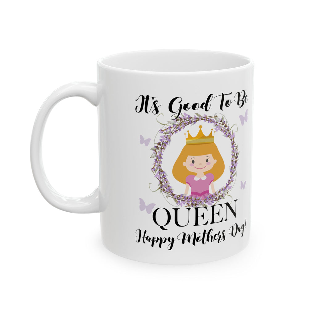 Queen Illustration Mug, Mother's Day Floral Crown, Ceramic Mug, Gift For Mom