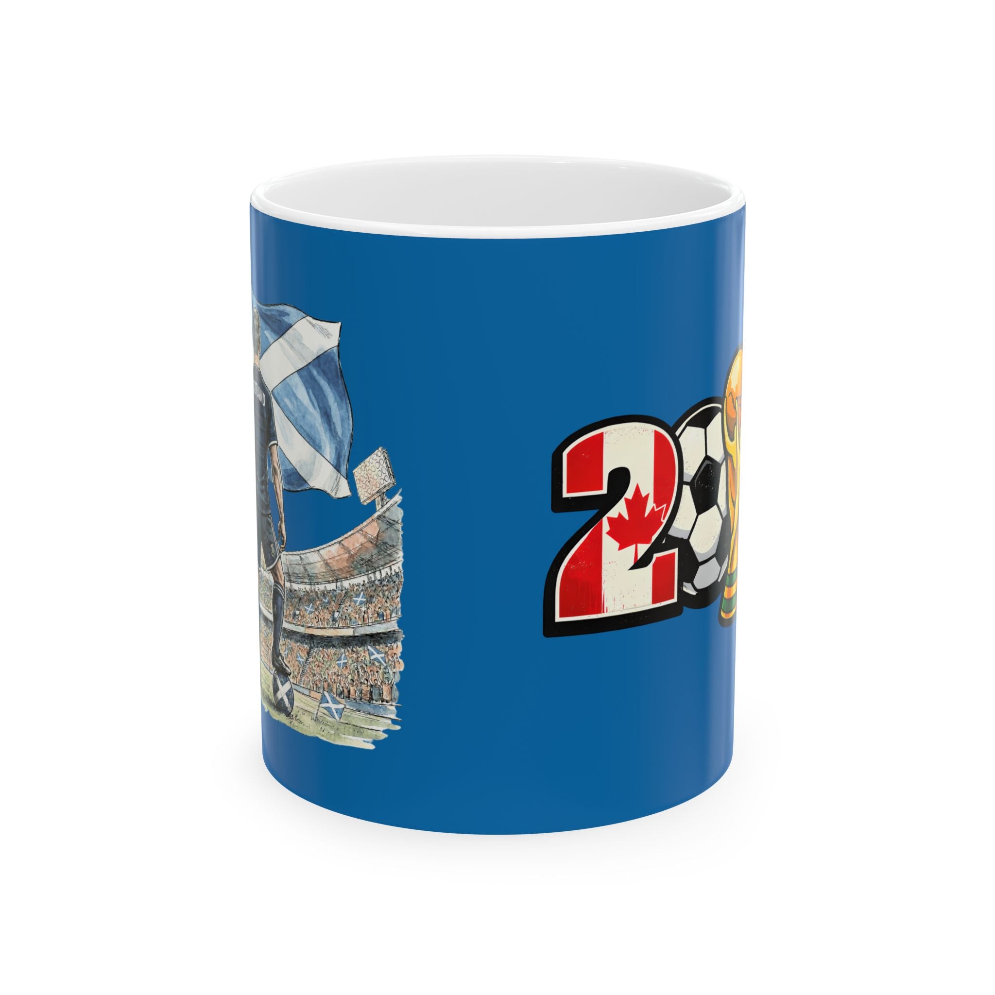 Scotland World Cup 2026 Mug, Blue Ceramic Cup, Scotland Flag, Soccer Fan Gift