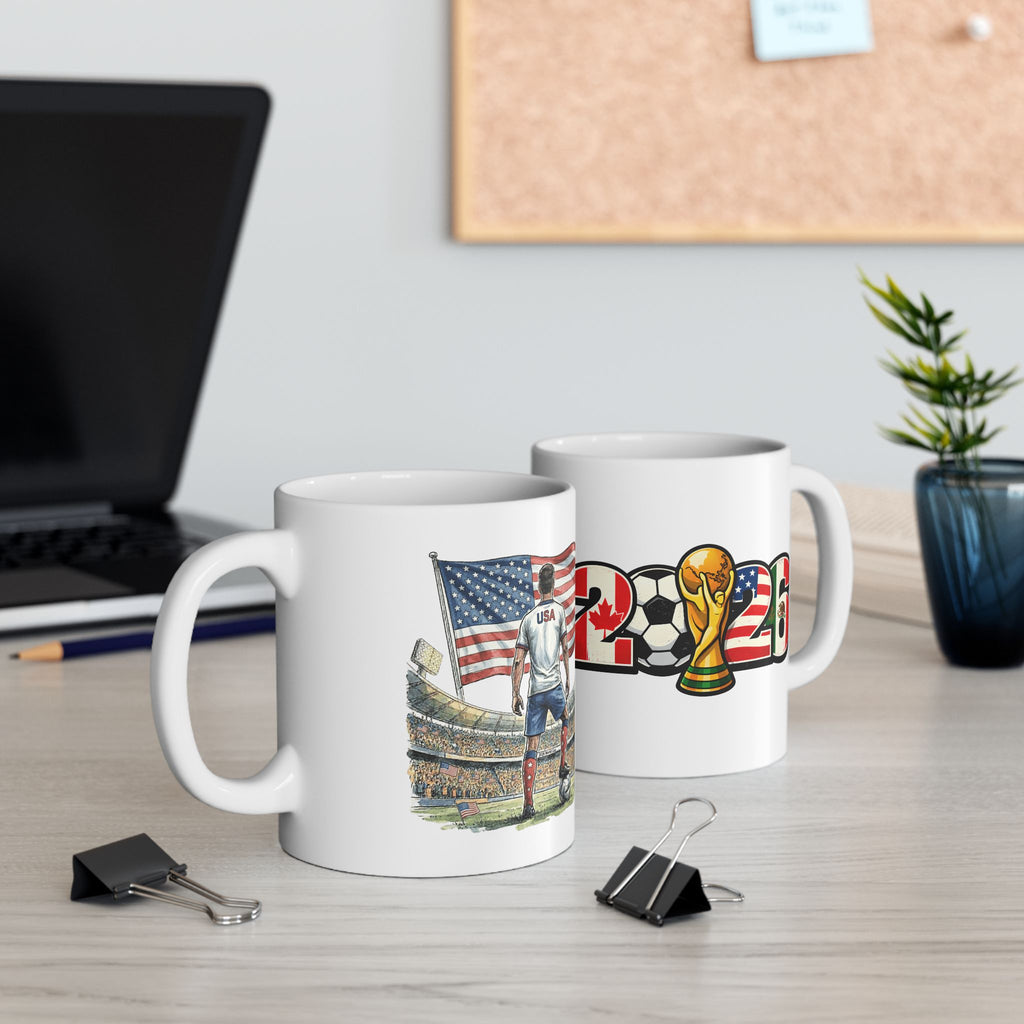 USA World Cup 2026 Mug, Ceramic Coffee Cup, USA Flag, Soccer Fan Gift