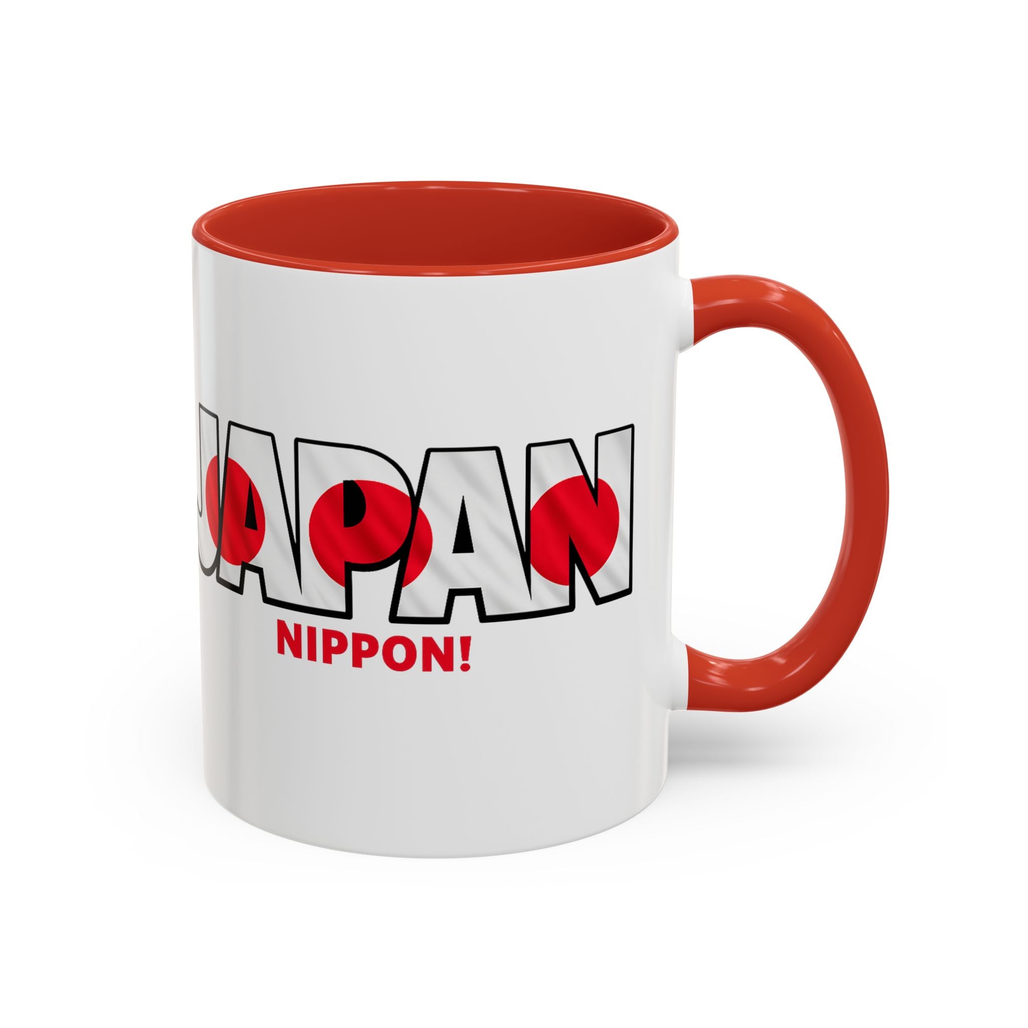 Japan Nippon Text Accent Mug | Flag Lettering Coffee Cup, World Cup 2026, Gift for Dad