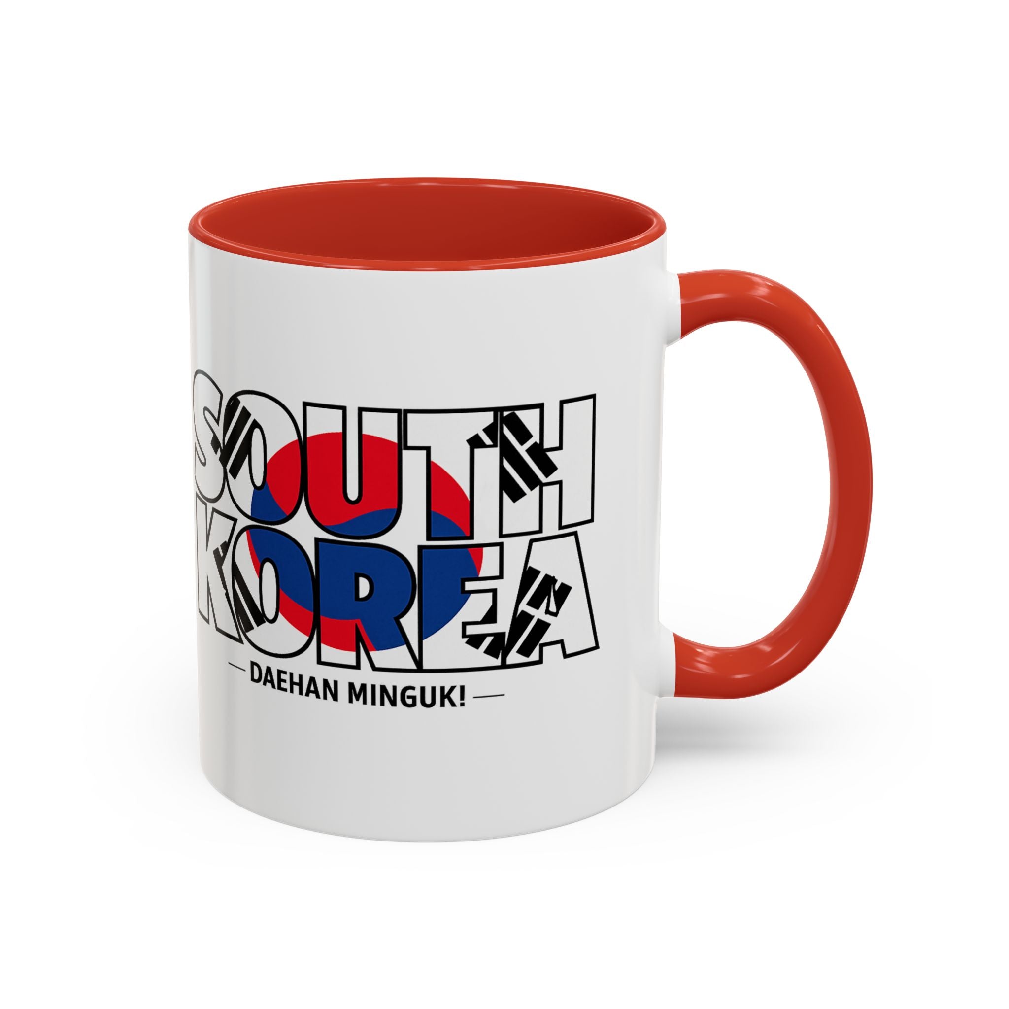 South Korea flag text Accent Coffee Mug | Korean travel souvenir, Soccer World Cup 2026, Gifts for Dad