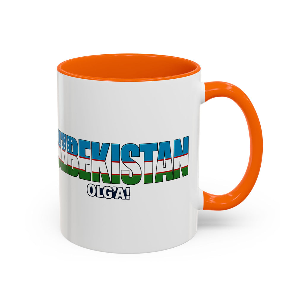 Uzbekistan Flag Typography Coffee Mug | Accent 11oz/15oz, Soccer World Cup 2026, Gift for Dad