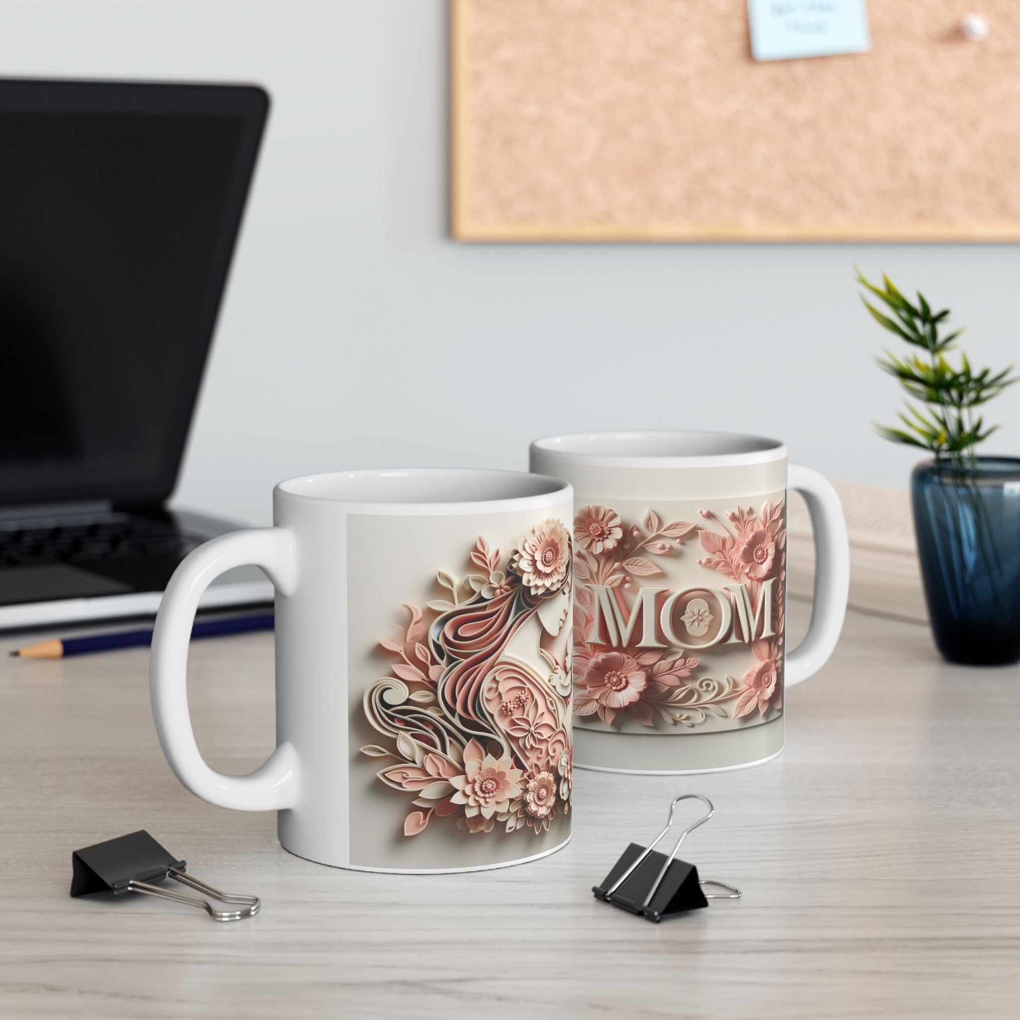 Floral 3D Mom Coffee Cup, Ceramic Mug, Mother's Day Sale