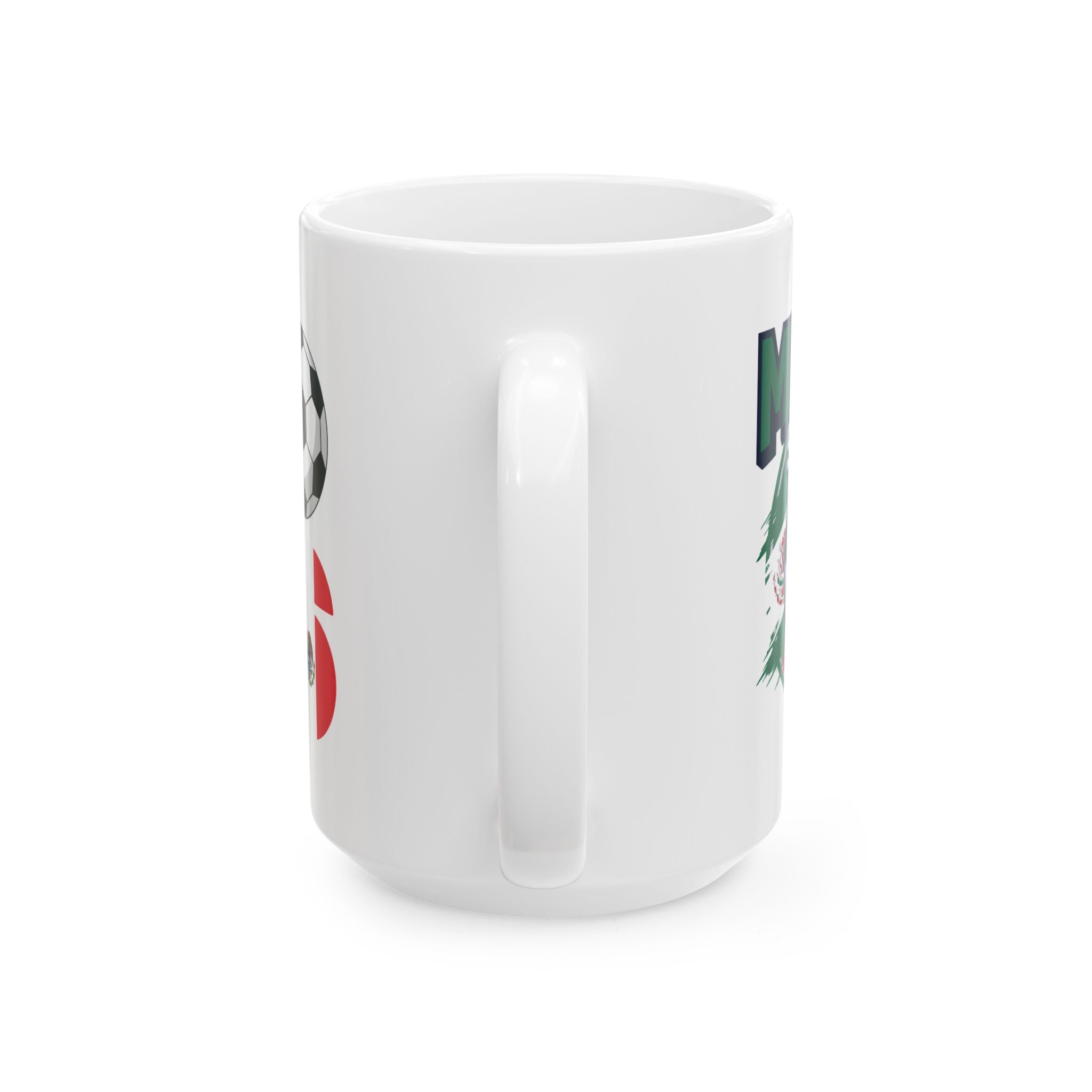 Mexico Soccer Crest Mug | Soccer Ball, Flag Graphics, World Cup 2026 Coffee Mugs, Mexico Flag