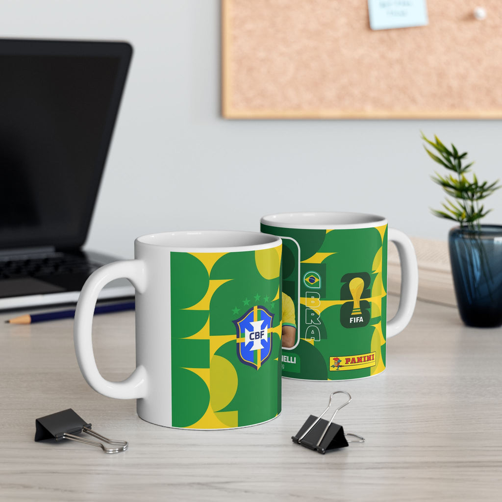 Brazil Soccer Player Gabriel Martinelli Mug — Ceramic Coffee Cup (11oz/15oz), World Cup 2026 Mugs