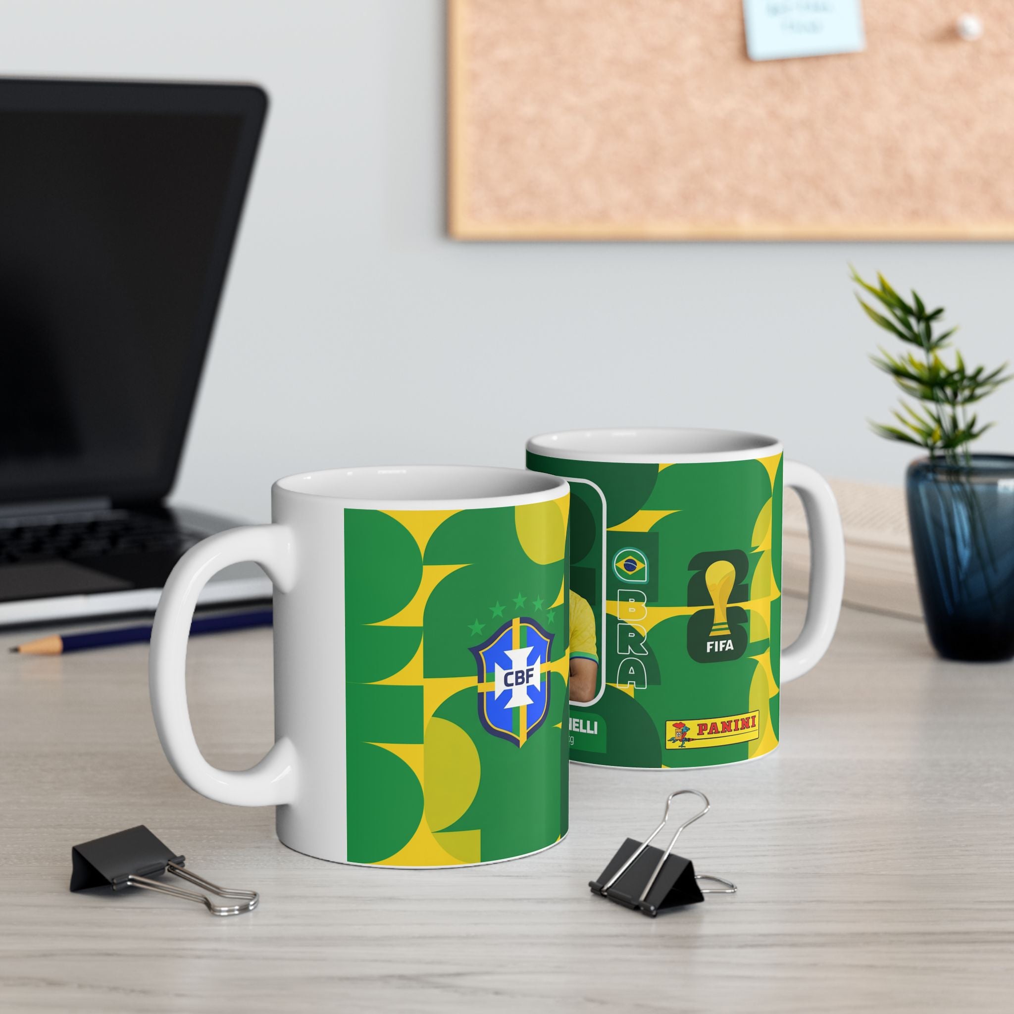 Brazil Soccer Player Gabriel Martinelli Mug — Ceramic Coffee Cup (11oz/15oz), World Cup 2026 Mugs