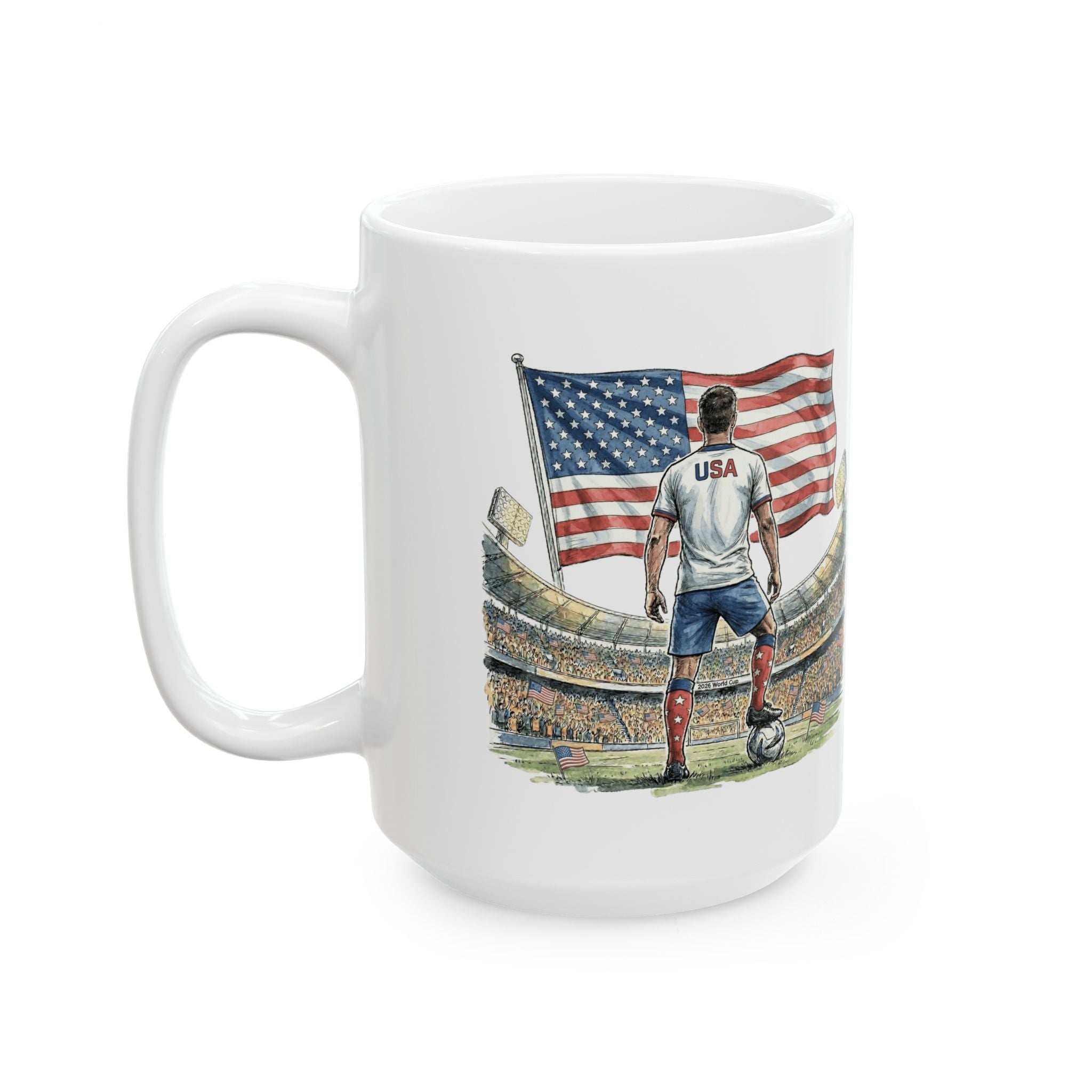 USA World Cup 2026 Mug, Ceramic Coffee Cup, USA Flag, Soccer Fan Gift