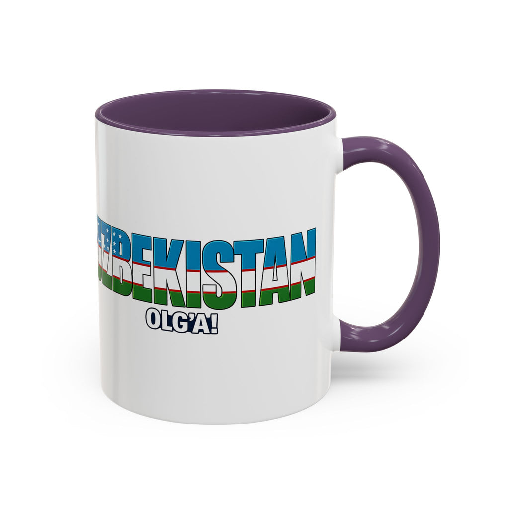 Uzbekistan Flag Typography Coffee Mug | Accent 11oz/15oz, Soccer World Cup 2026, Gift for Dad