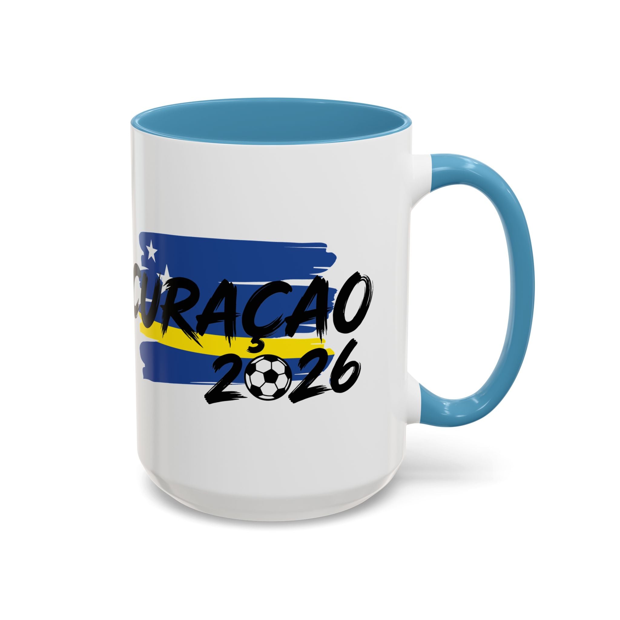 Curaçao 2026 Soccer Flag Accent Coffee Mug | 11oz 15oz,Soccer World Cup 2026, Gift For Dad