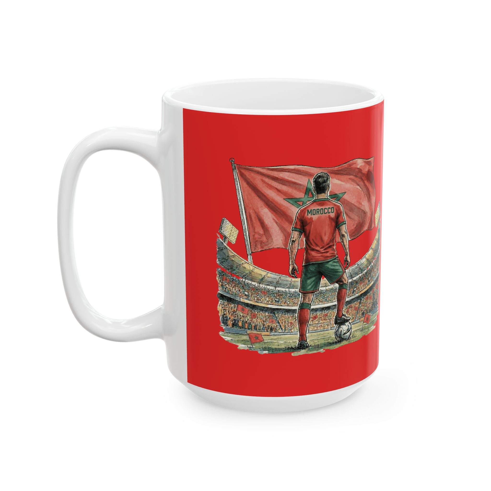 Morocco World Cup 2026 Mug, Red Ceramic Coffee Cup, Morocco Flag, Gift For Soccer Fan