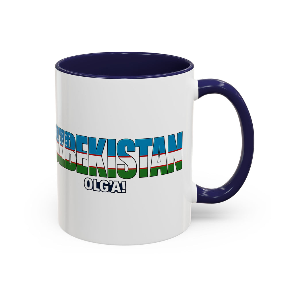 Uzbekistan Flag Typography Coffee Mug | Accent 11oz/15oz, Soccer World Cup 2026, Gift for Dad