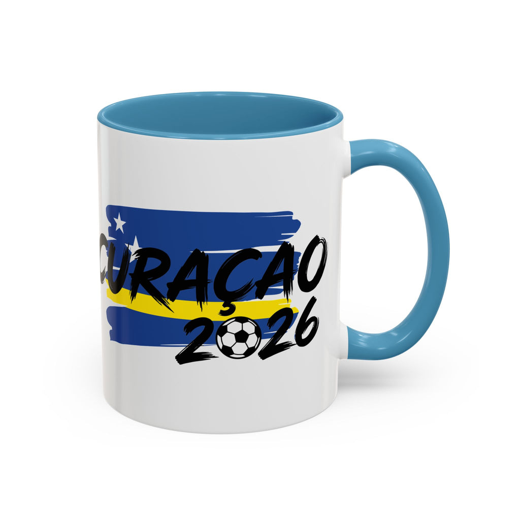 Curaçao 2026 Soccer Flag Accent Coffee Mug | 11oz 15oz,Soccer World Cup 2026, Gift For Dad