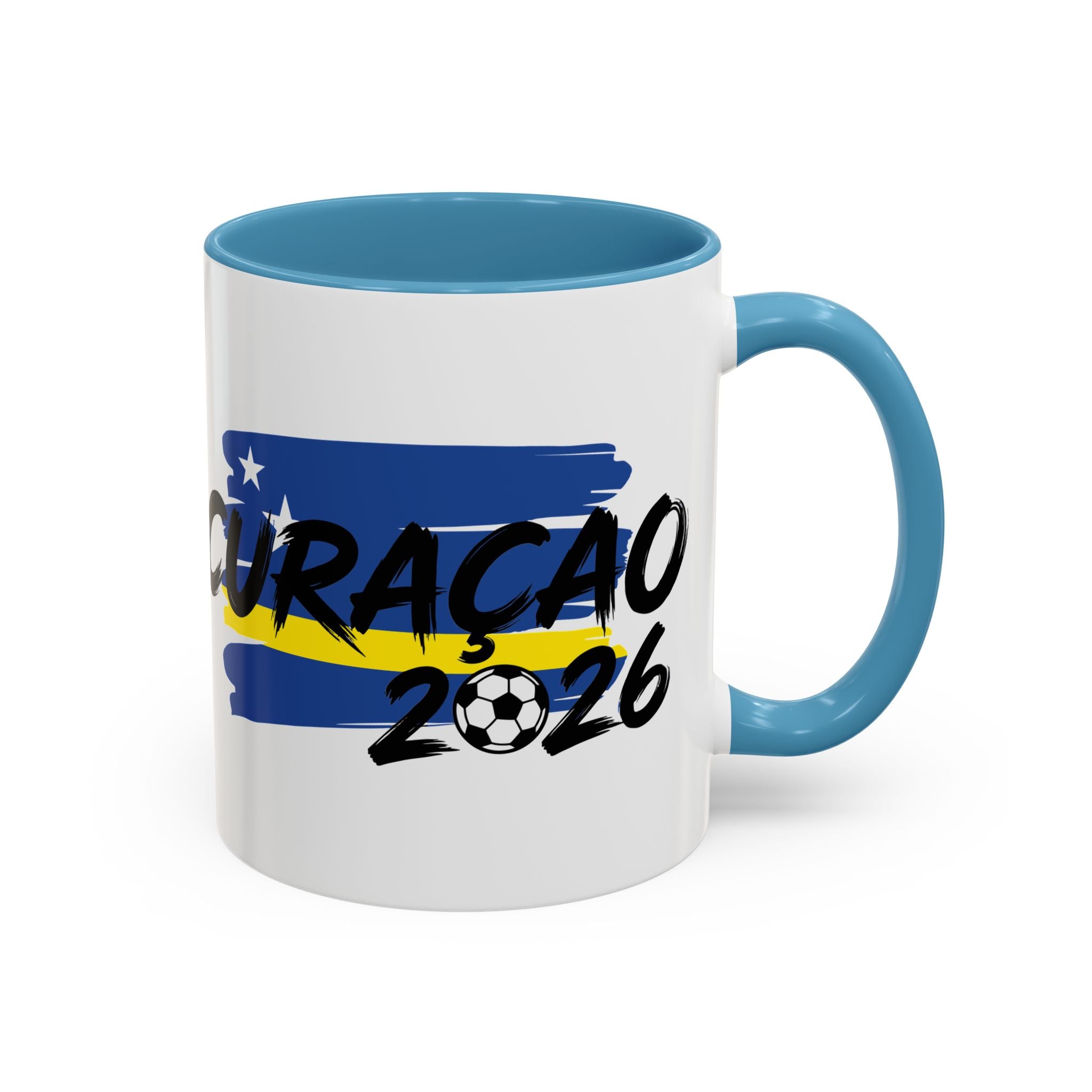 Curaçao 2026 Soccer Flag Accent Coffee Mug | 11oz 15oz,Soccer World Cup 2026, Gift For Dad