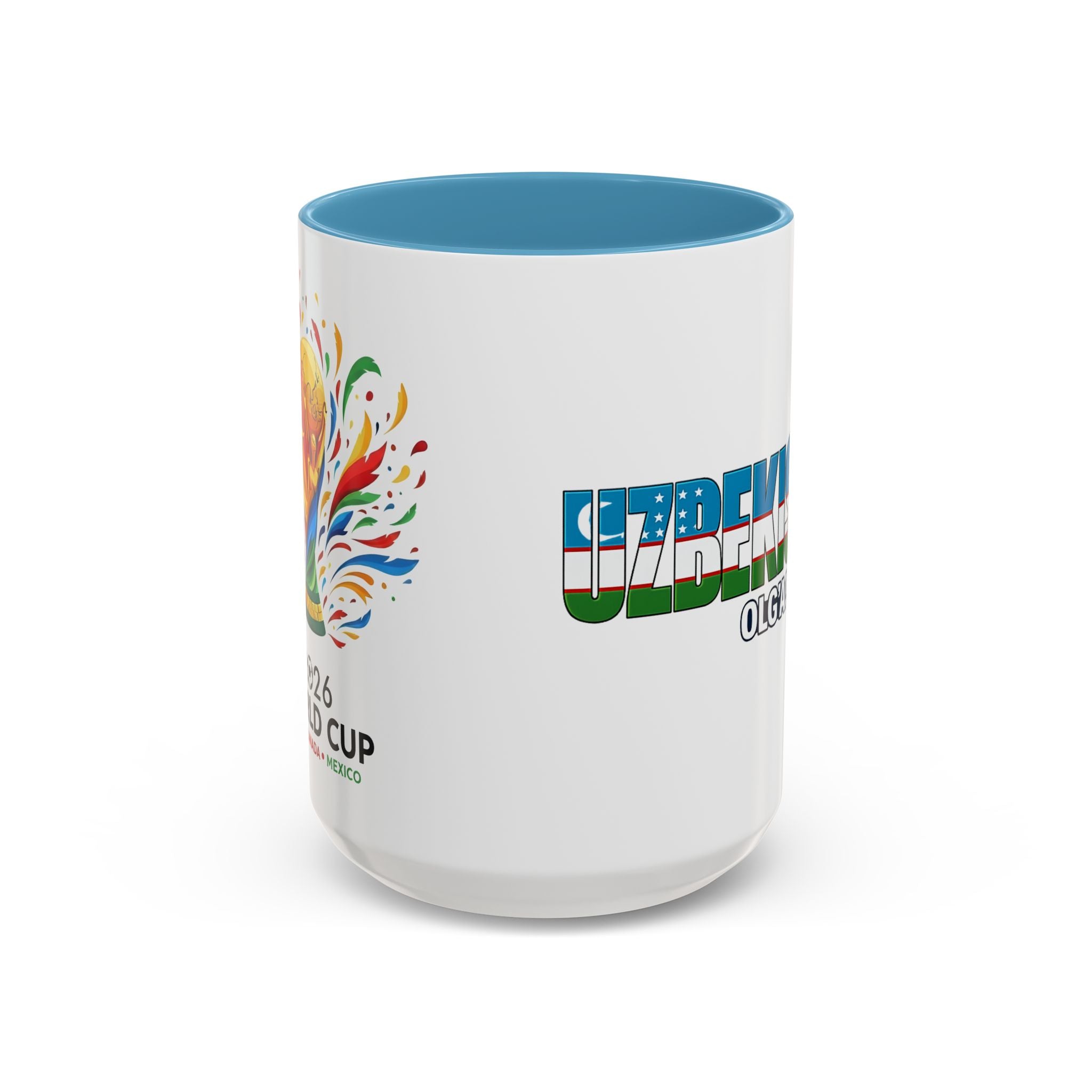 Uzbekistan Flag Typography Coffee Mug | Accent 11oz/15oz, Soccer World Cup 2026, Gift for Dad