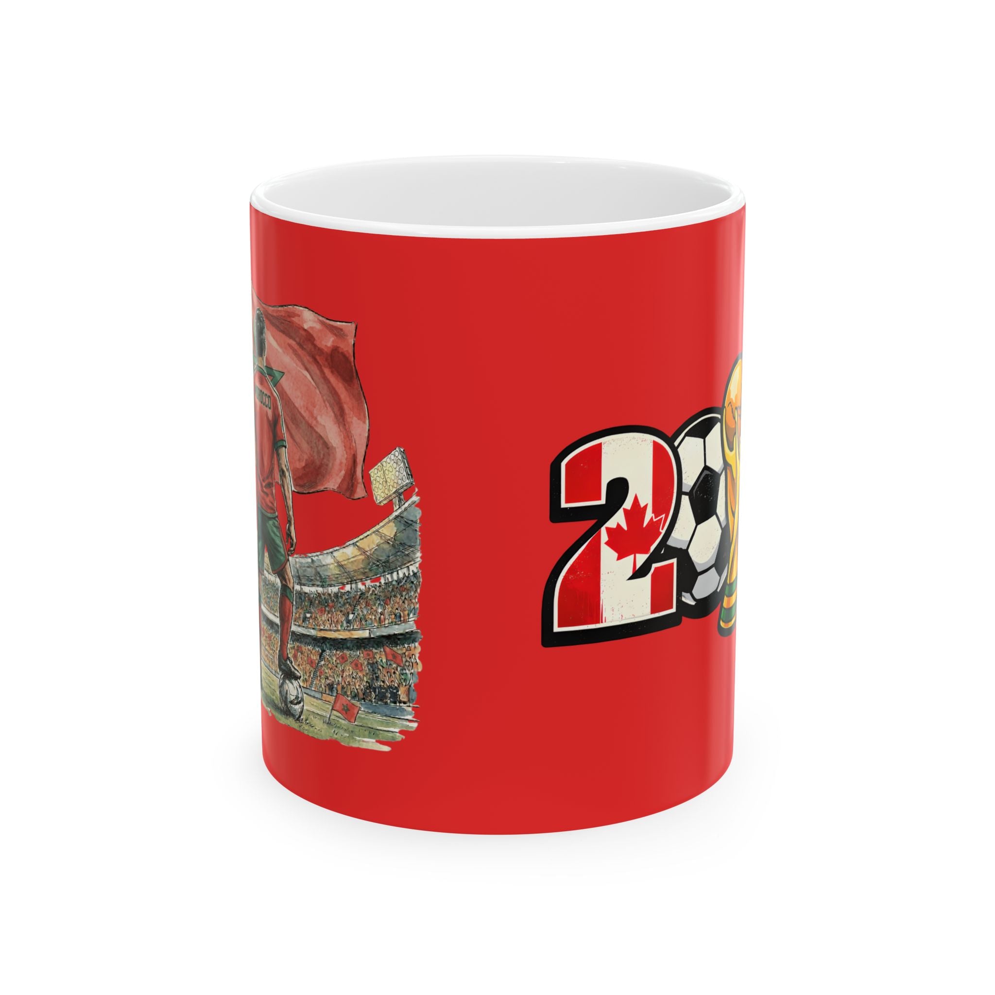 Morocco World Cup 2026 Mug, Red Ceramic Coffee Cup, Morocco Flag, Gift For Soccer Fan