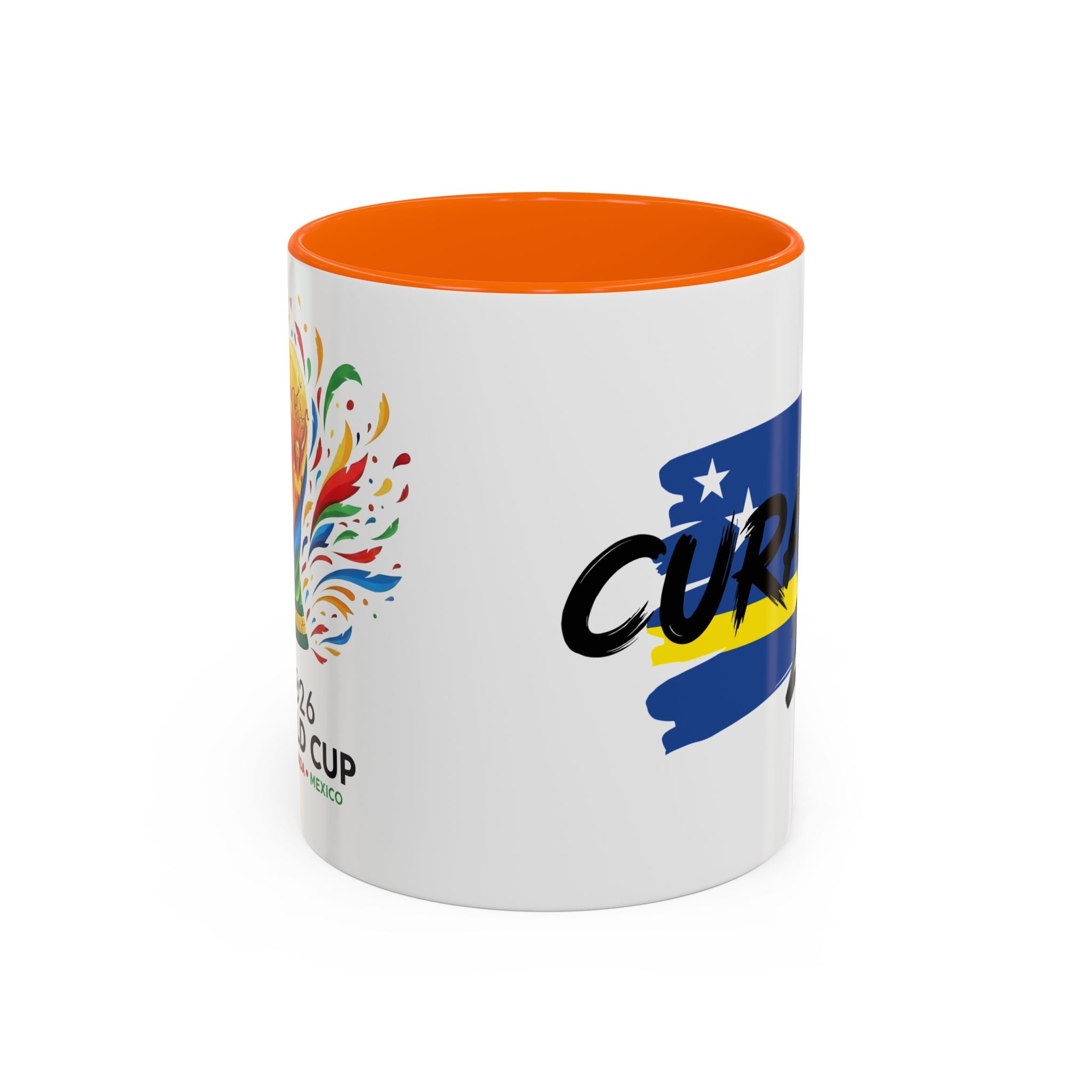 Curaçao 2026 Soccer Flag Accent Coffee Mug | 11oz 15oz,Soccer World Cup 2026, Gift For Dad