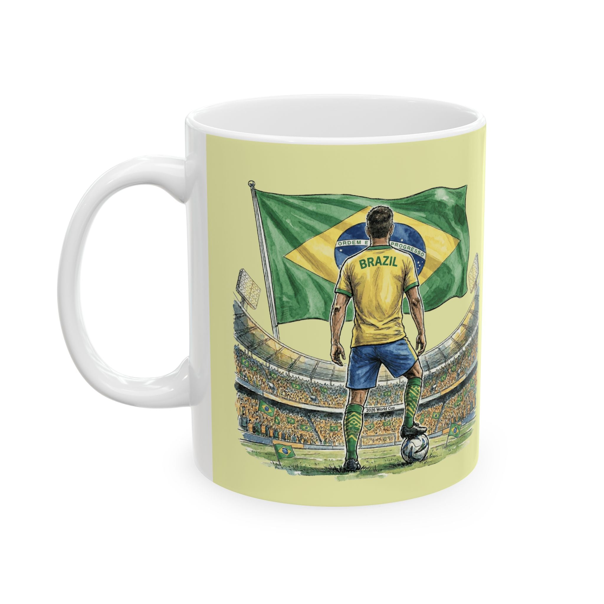 Brazil Soccer World Cup 2026, Ceramic Coffee Mug, Brazil Flag, Fan Gift