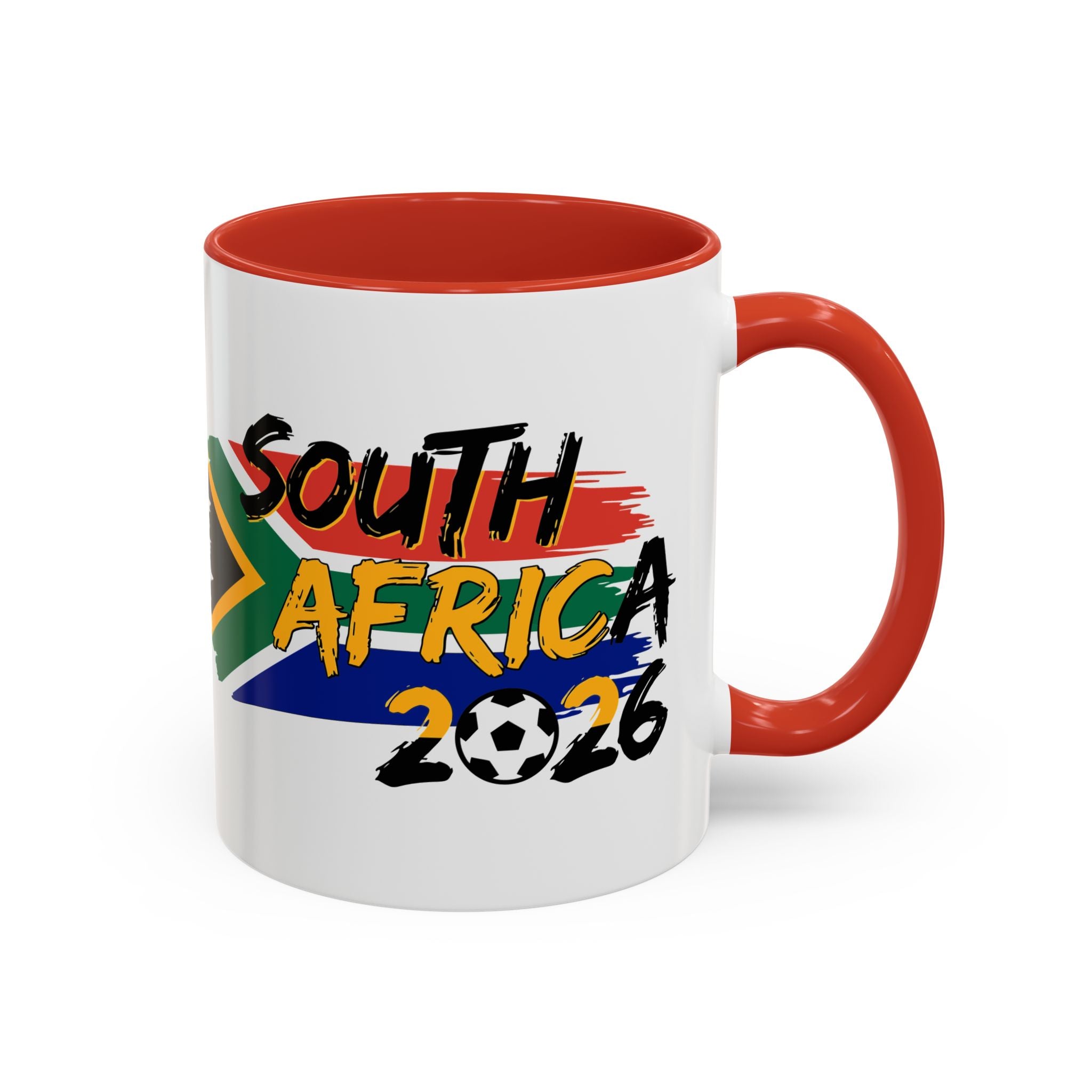 South Africa 2026 Soccer Flag Accent Coffee Mug | 11oz 15oz, Soccer World Cup 2026, Gift for Dad