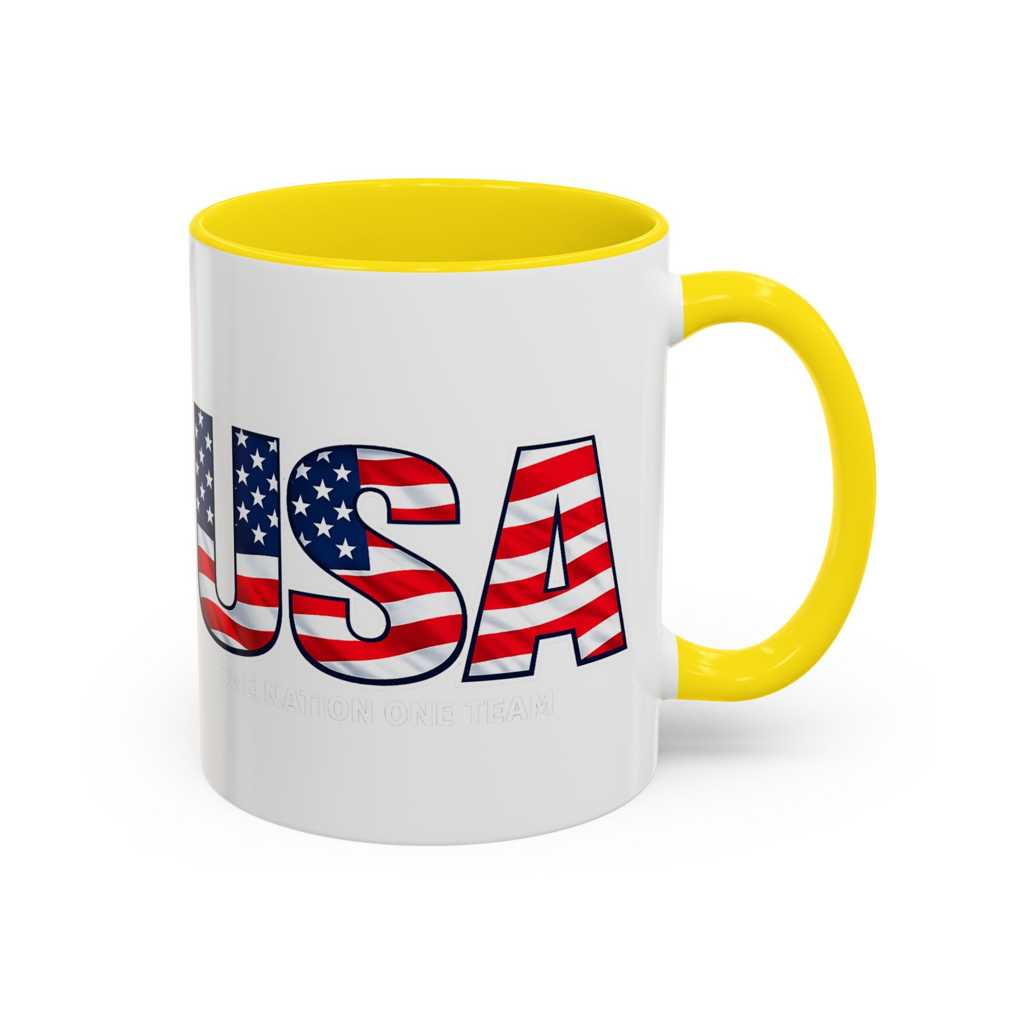 USA Flag Text Accent Coffee Mug | Patriotic American Stars Stripes Mug, Soccer World Cup 2026, Gifts for Dad