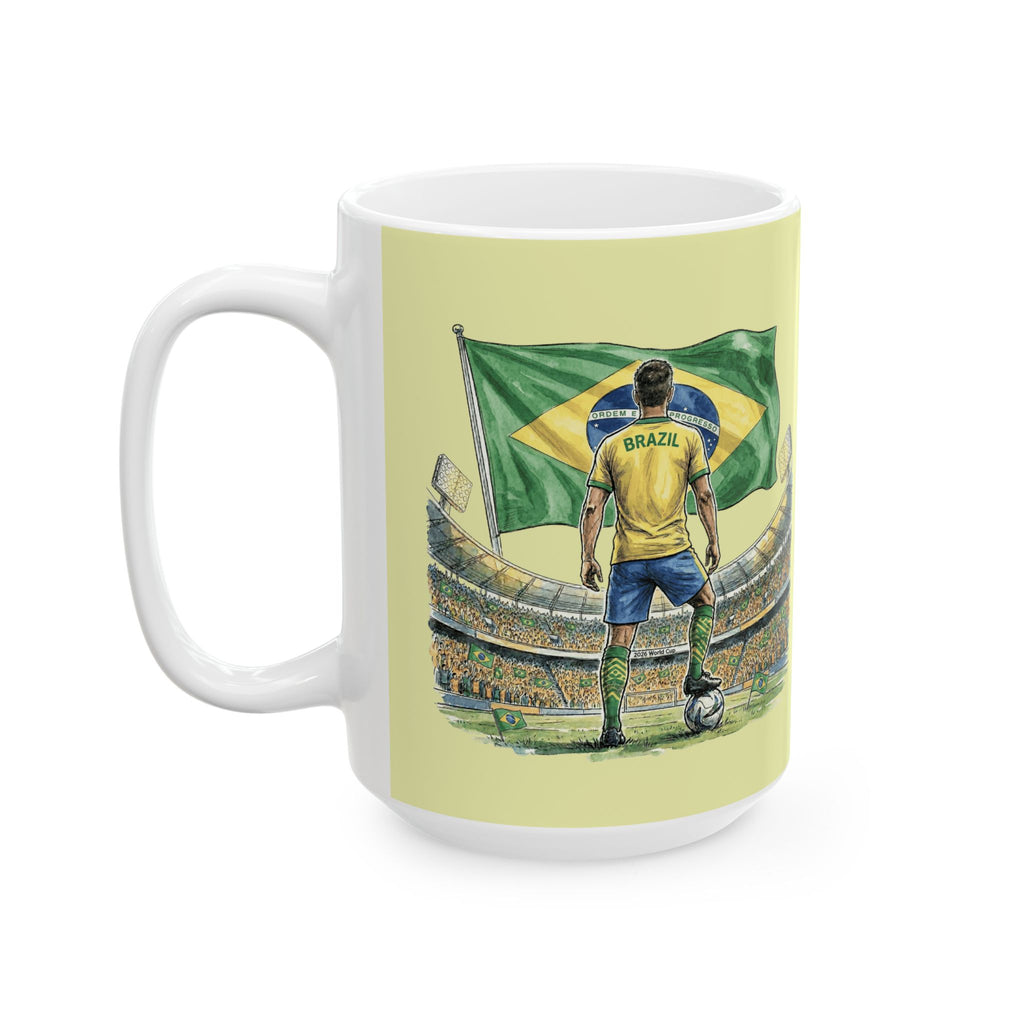 Brazil Soccer World Cup 2026, Ceramic Coffee Mug, Brazil Flag, Fan Gift