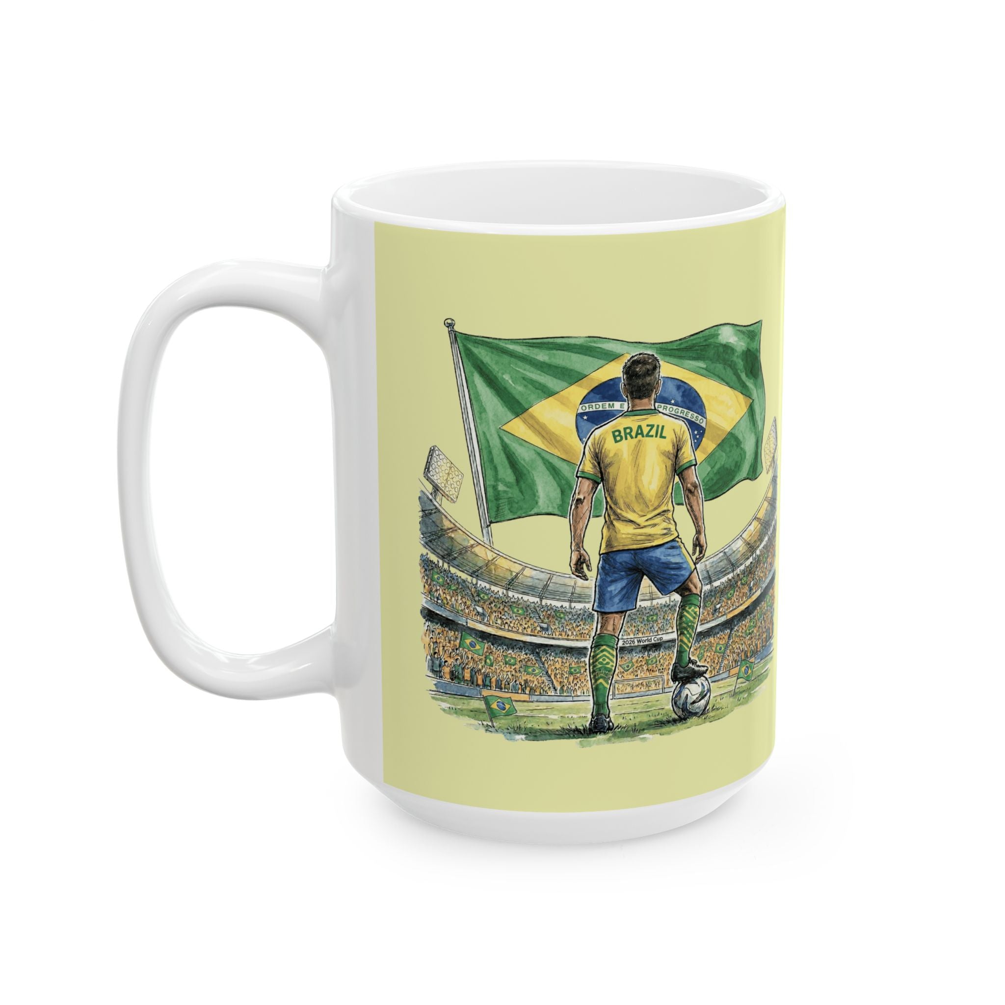 Brazil Soccer World Cup 2026, Ceramic Coffee Mug, Brazil Flag, Fan Gift