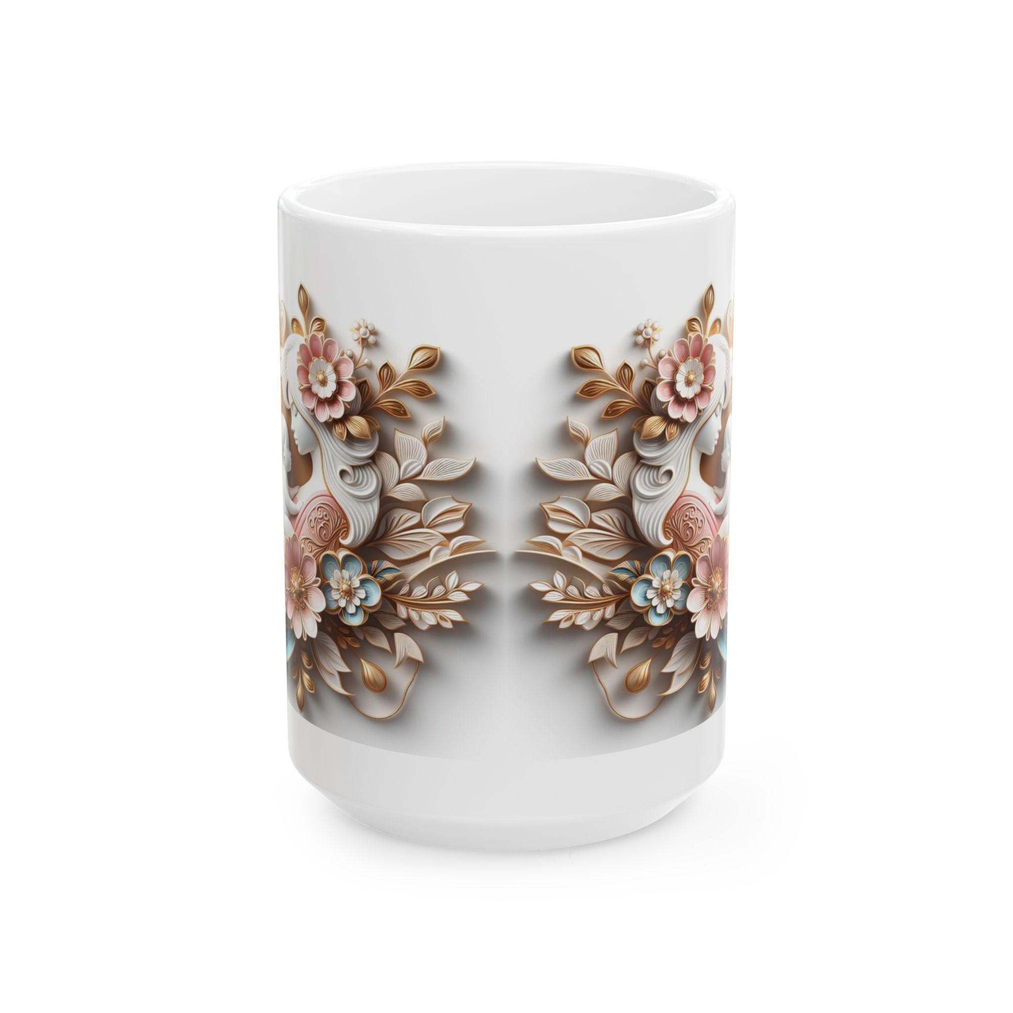 Vintage Floral Design Mug | Ceramic Coffee Cup, Mother's Day Sale