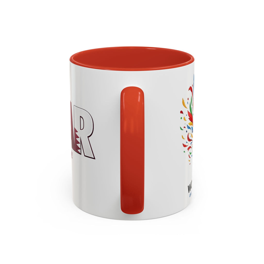 QATAR Yalla Qatar! Accent Coffee Mug | 11oz 15oz, Soccer World Cup 2026, Gifts for Dad