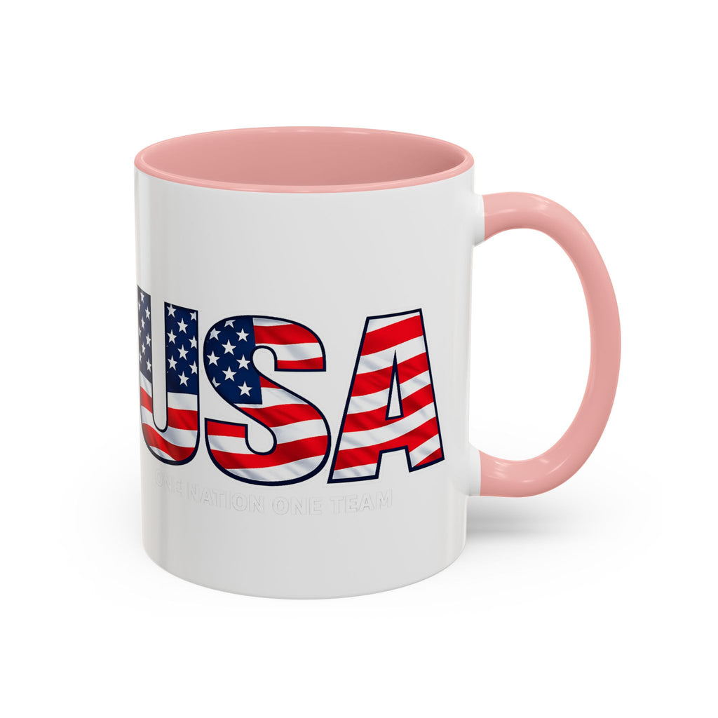 USA Flag Text Accent Coffee Mug | Patriotic American Stars Stripes Mug, Soccer World Cup 2026, Gifts for Dad